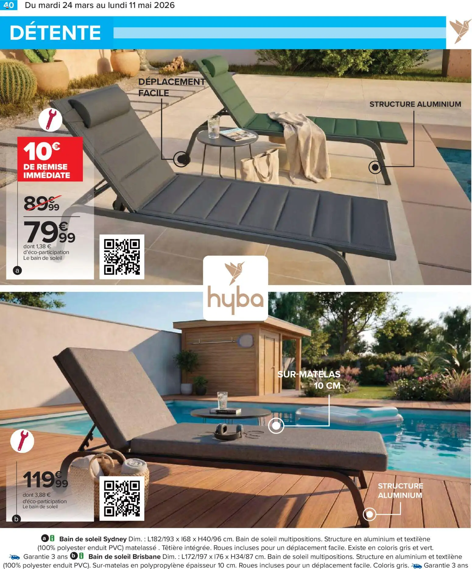 {H1} | Page: 40 | Produits: Bain de soleil, Surmatelas