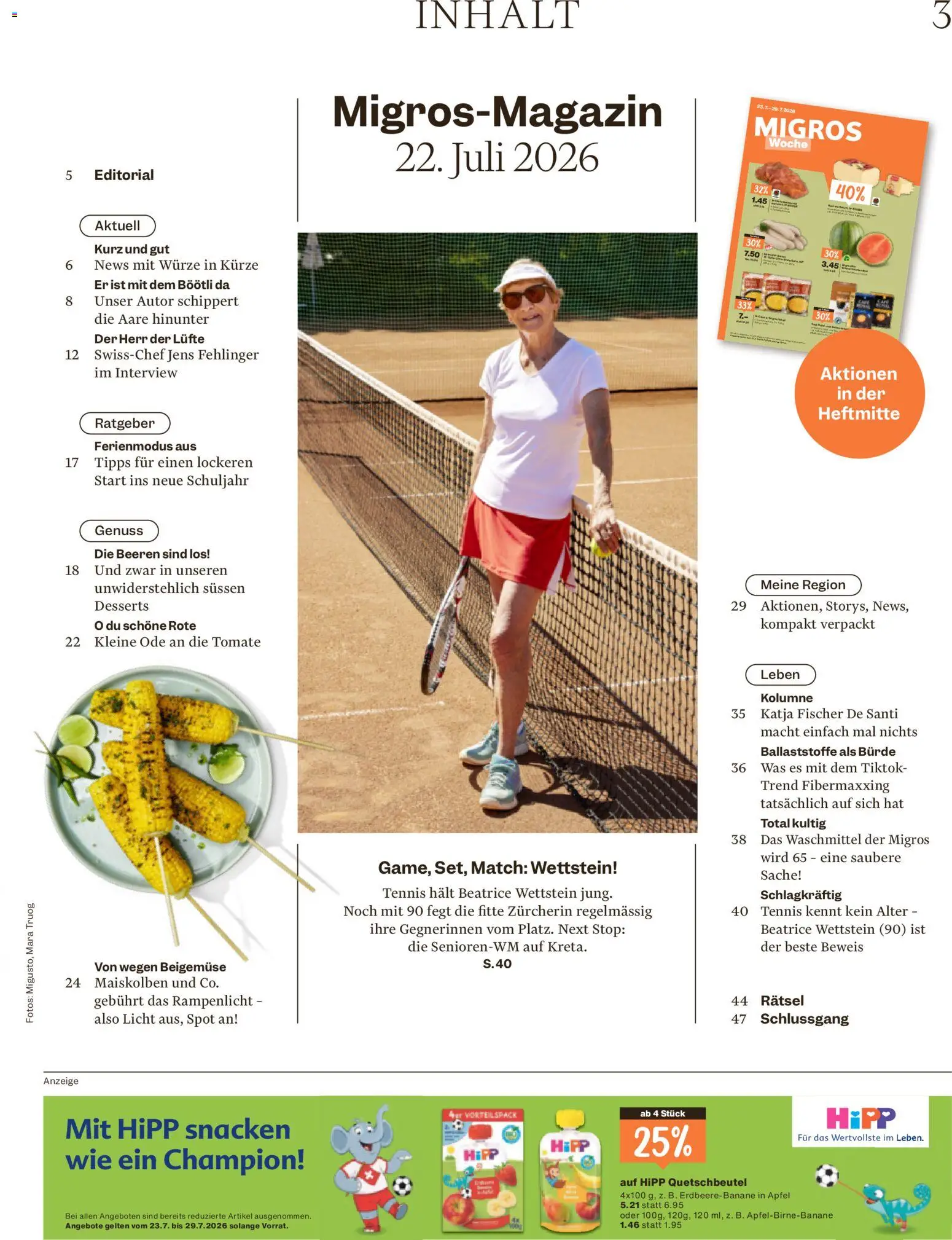 Migros aktionen Magazin – gültig ab 22.07.2026 | Seite: 3 | Produkte: Waschmittel, Äpfel