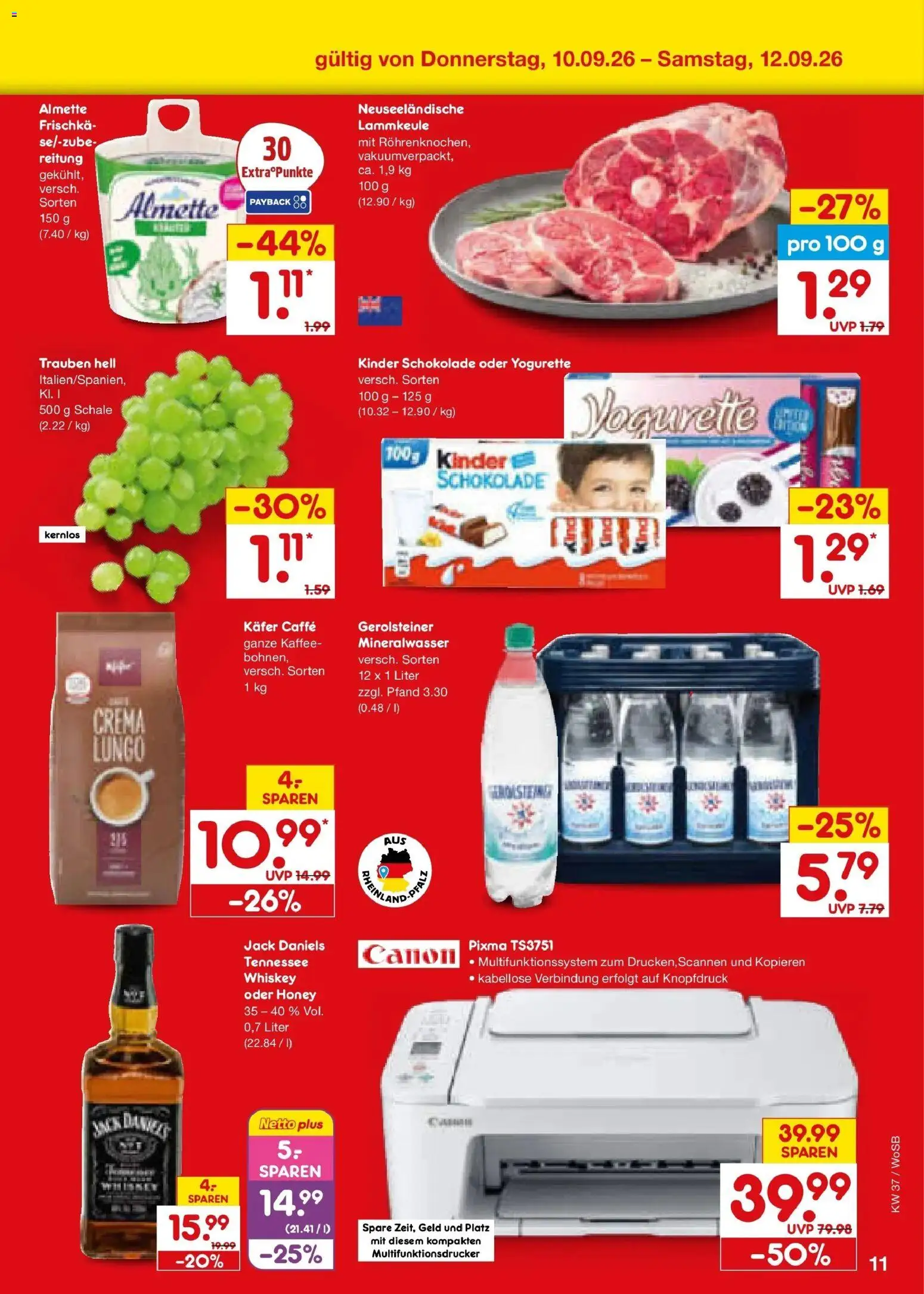 Netto Marken-Discount Prospekt Ludwigshafen-Edigheim – gültig ab 07.09.2026 | Seite: 51 | Produkte: Kinder schokolade, Lammkeule, Trauben, Schokolade