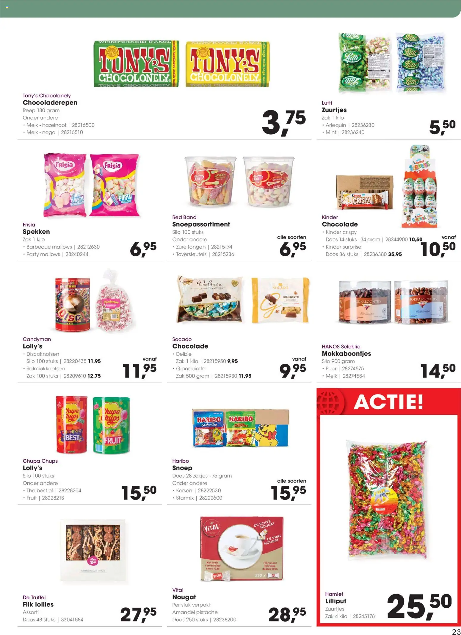 {H1} | Pagina: 23 | Producten: Melk, Chocolade, Zak, Fruit