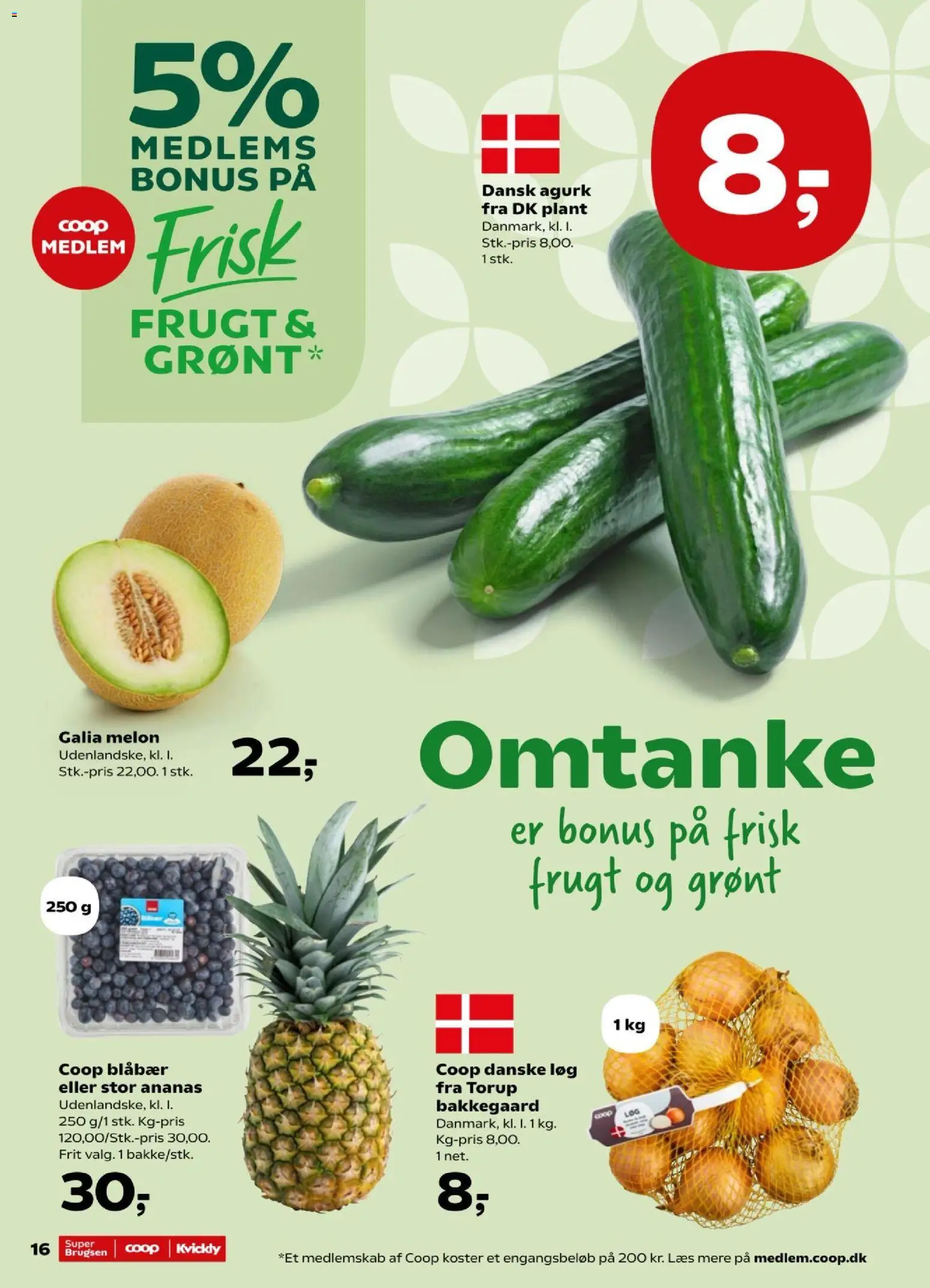 Super Brugsen tilbudsavis – gyldig fra 29.05.2026 | Side: 16 | Produkter: Blåbær, Ananas, Løg