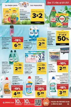 Vista previa Eroski folleto válido desde el 11.06.2026 | Página: 15 | Productos: Detergente, Ropa, Detergente líquido, Suavizante