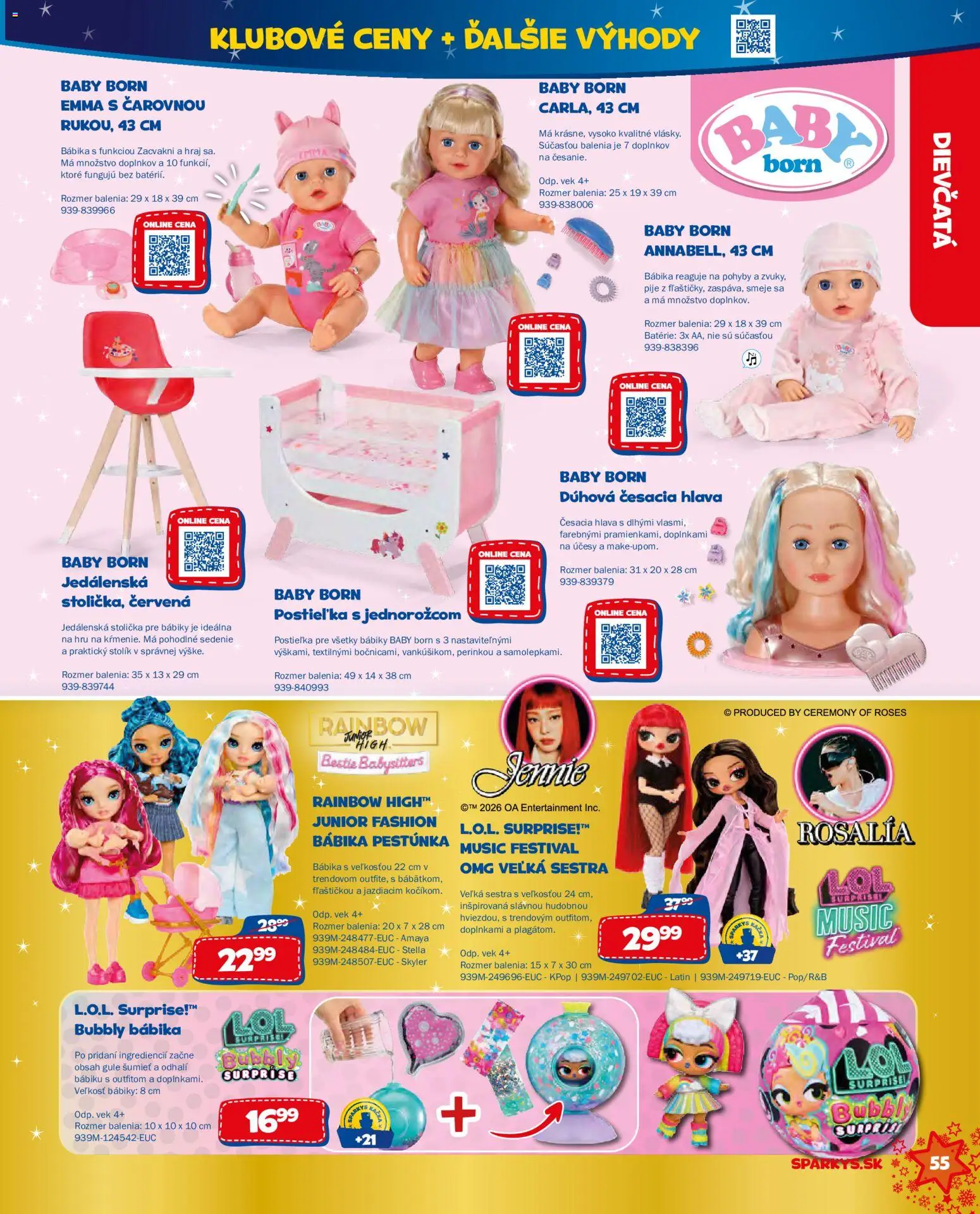Nové ALLTOYS akcie – leták je platný od 06.10.2026 | Strana: 55 | Produkty: Jedálenská stolička, Bábika, Baby Born