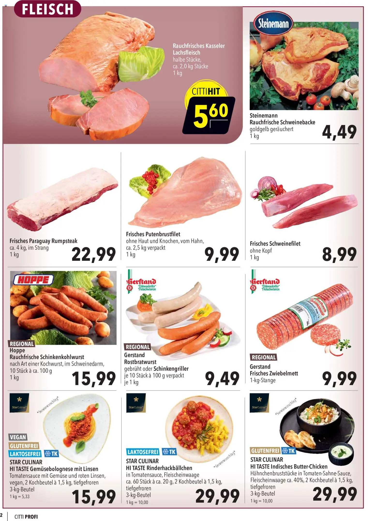 CITTI Markt Aktuelle Angebote für Profis – gültig ab 07.10.2026 | Seite: 2 | Produkte: Rumpsteak, Schweinefilet, Gemüse, Fleisch