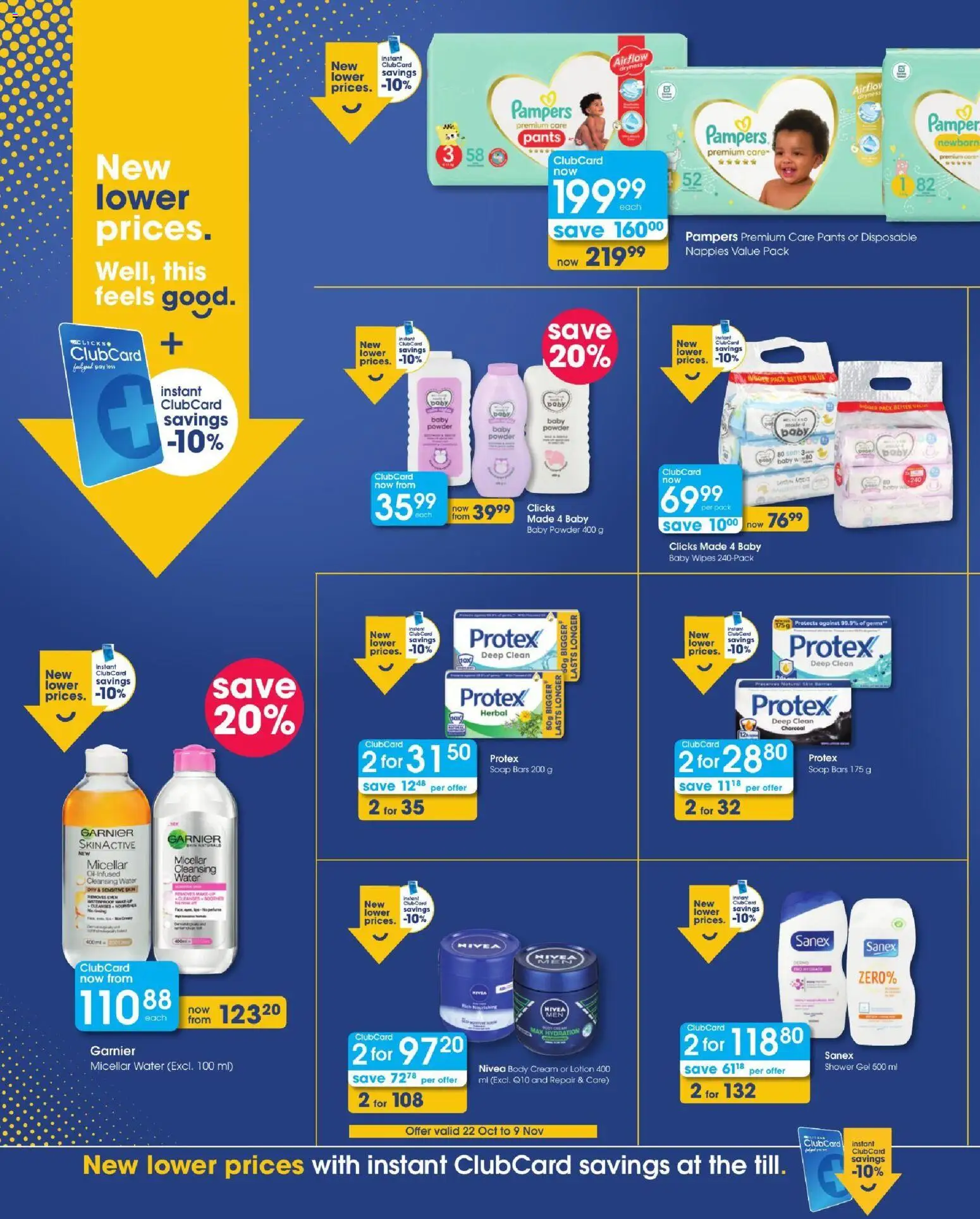 New Clicks catalogue – valid from 22/10/2026 | Page: 2 | Products: Pants, Cream, Body cream, Lotion