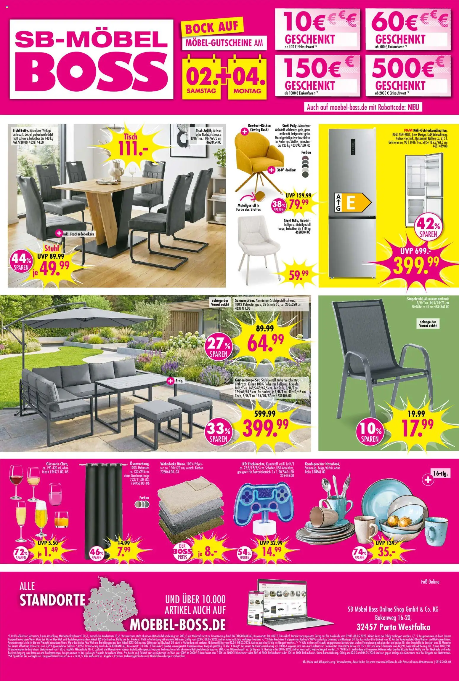 SB Möbel Boss Prospekt 	 – gültig ab 02.05.2026 | Seite: 4 | Produkte: Kissen, Tisch, Küche, Wasser