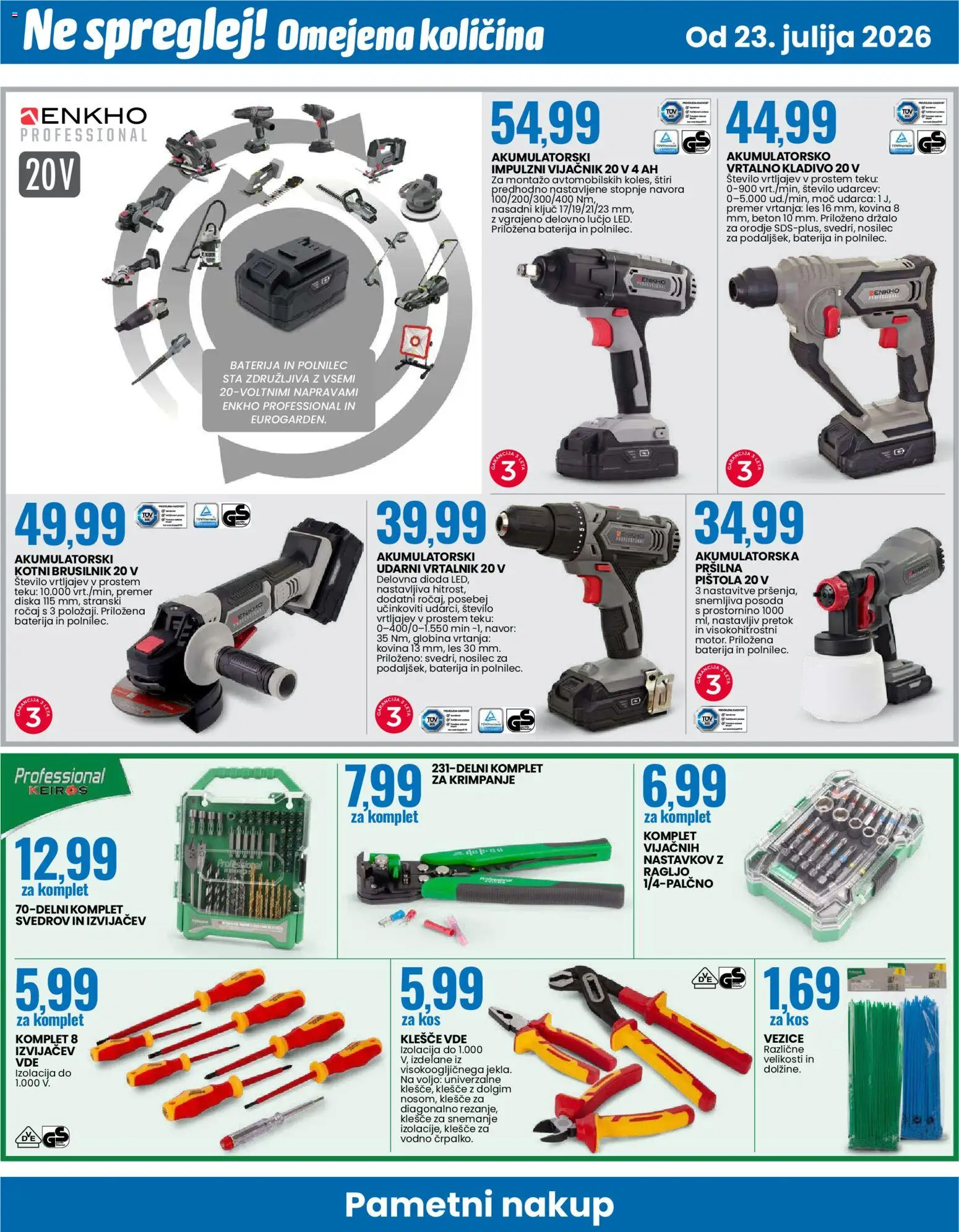 Novi Eurospin katalog ponudbe – veljaven od 23.07.2026 | Stran: 14 | Izdelki: Baterija, Beton, Vrtalnik, Kladivo