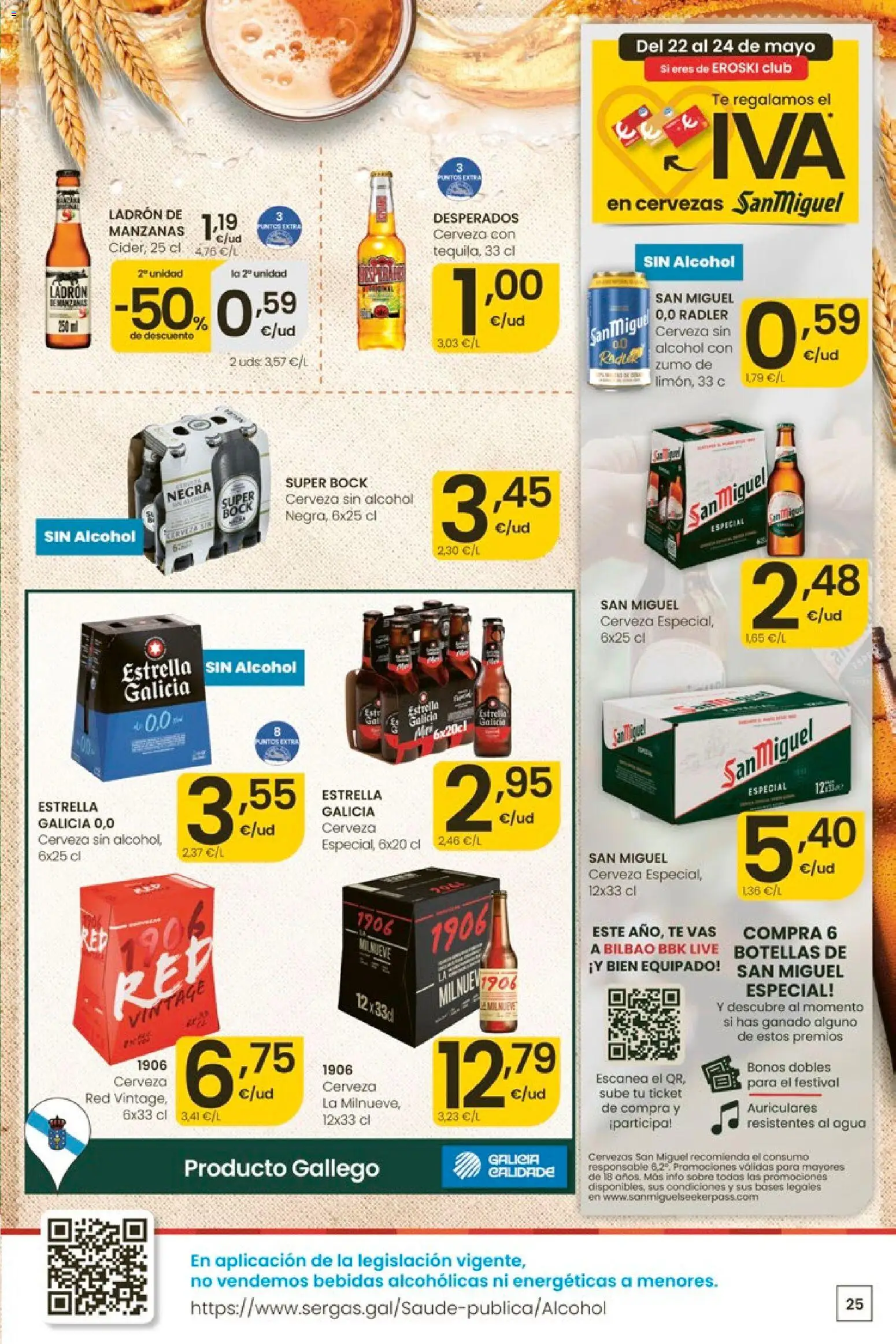 Eroski Quieres ahorrar conmigo │ válido desde el 14.05.2026 | Página: 25 | Productos: Manzanas, Té, Auriculares, Παρμεζάνα