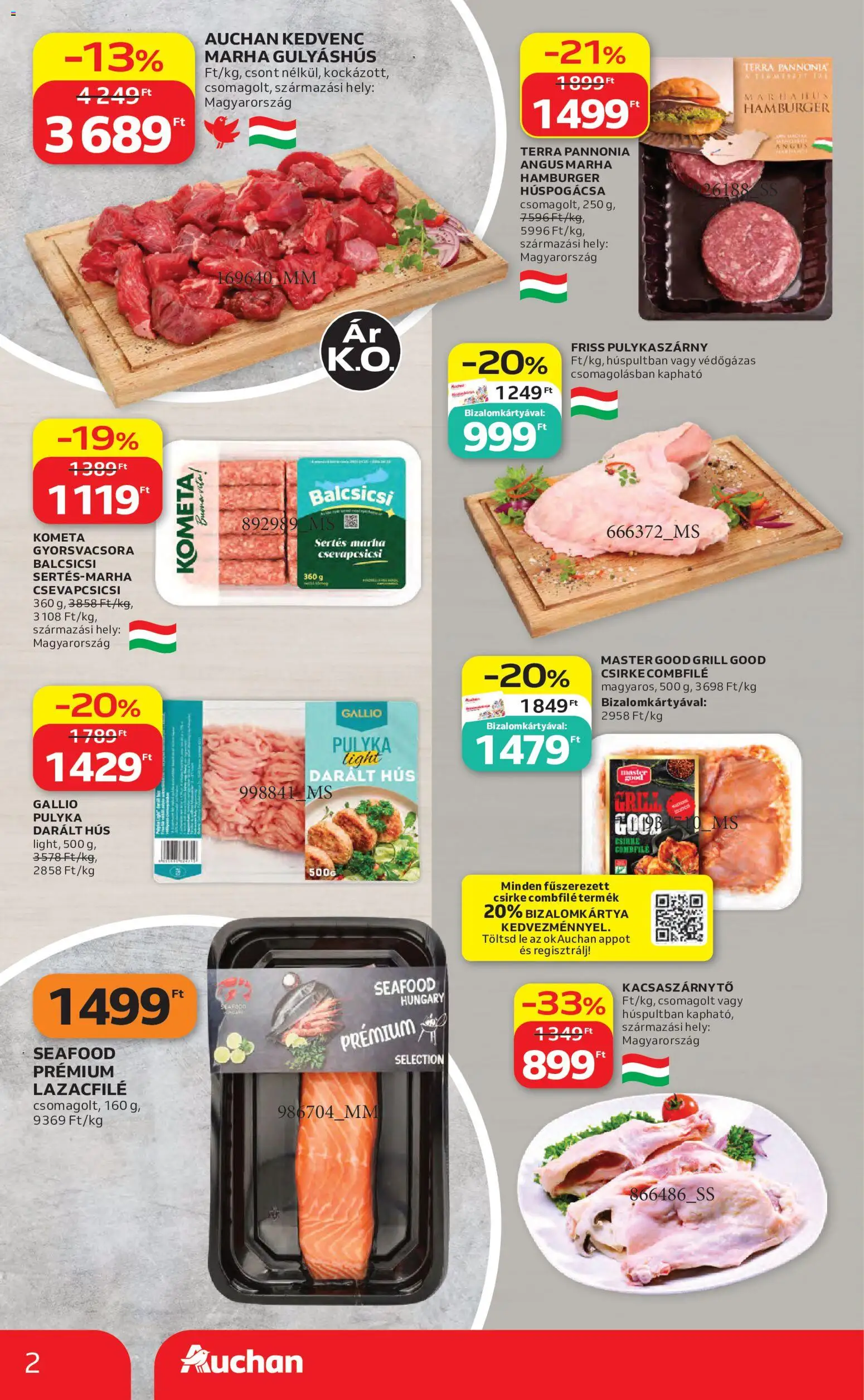 Auchan akciós ujság - amely érvényes a következő dátumtól: 2026.08.27. | Oldal: 2 | Termékek: Hús, Csirke, Gulyáshús, Kometa