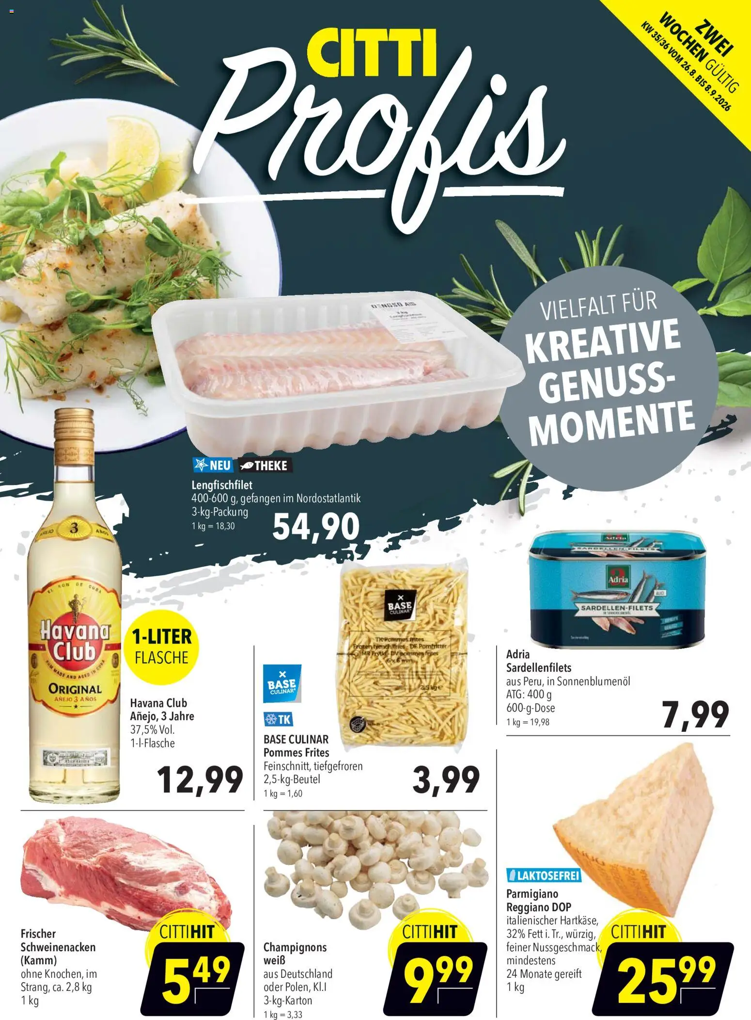 CITTI Markt Aktuelle Angebote für Profis – gültig ab 26.08.2026 | Seite: 1 | Produkte: Havana club, Theke, Sonnenblumenol, Pommes