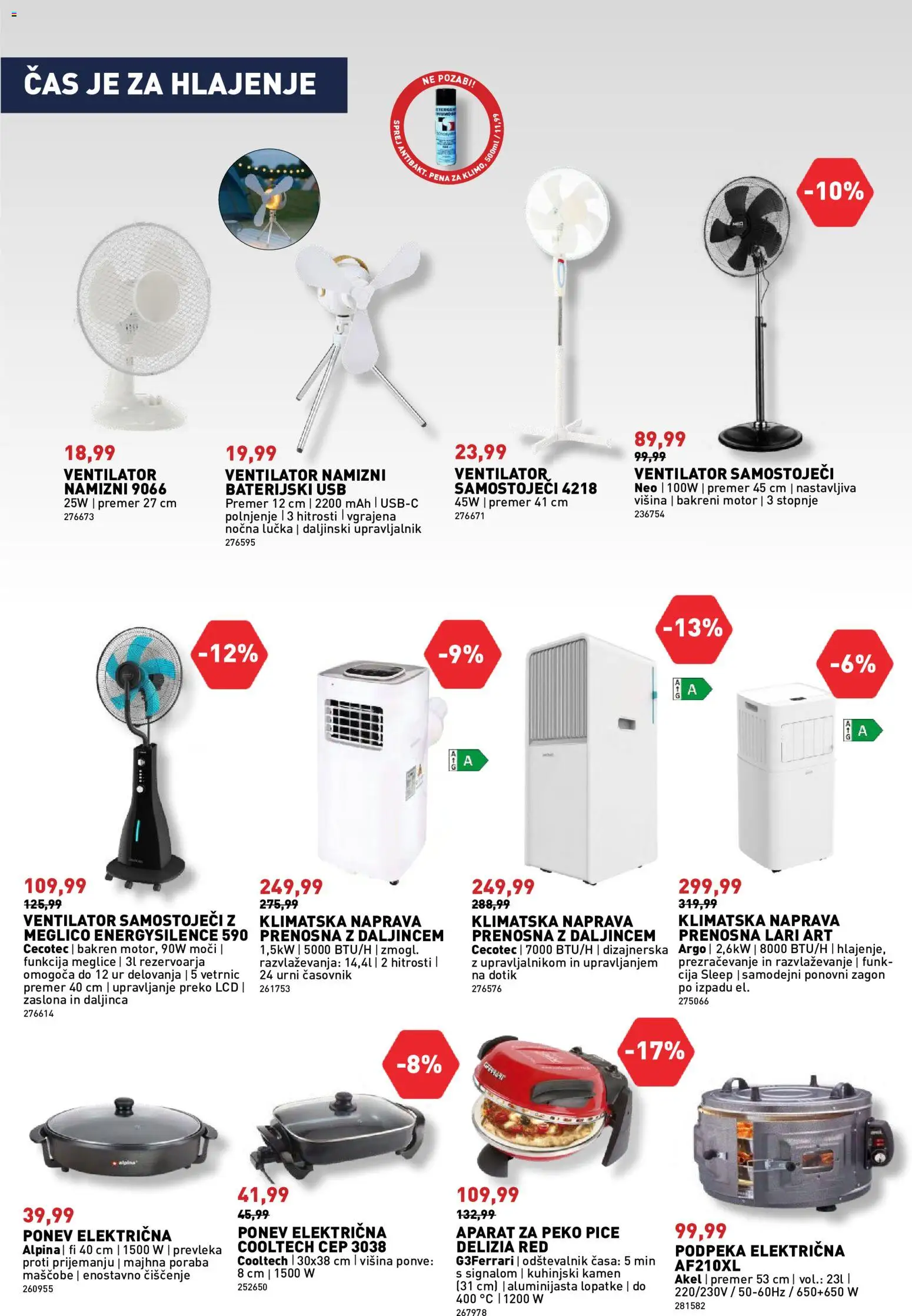 Novi Inpos katalog ponudbe – veljaven od 07.05.2026 | Stran: 15 | Izdelki: Klimatska naprava, Ventilator, Prevleka, Časovnik