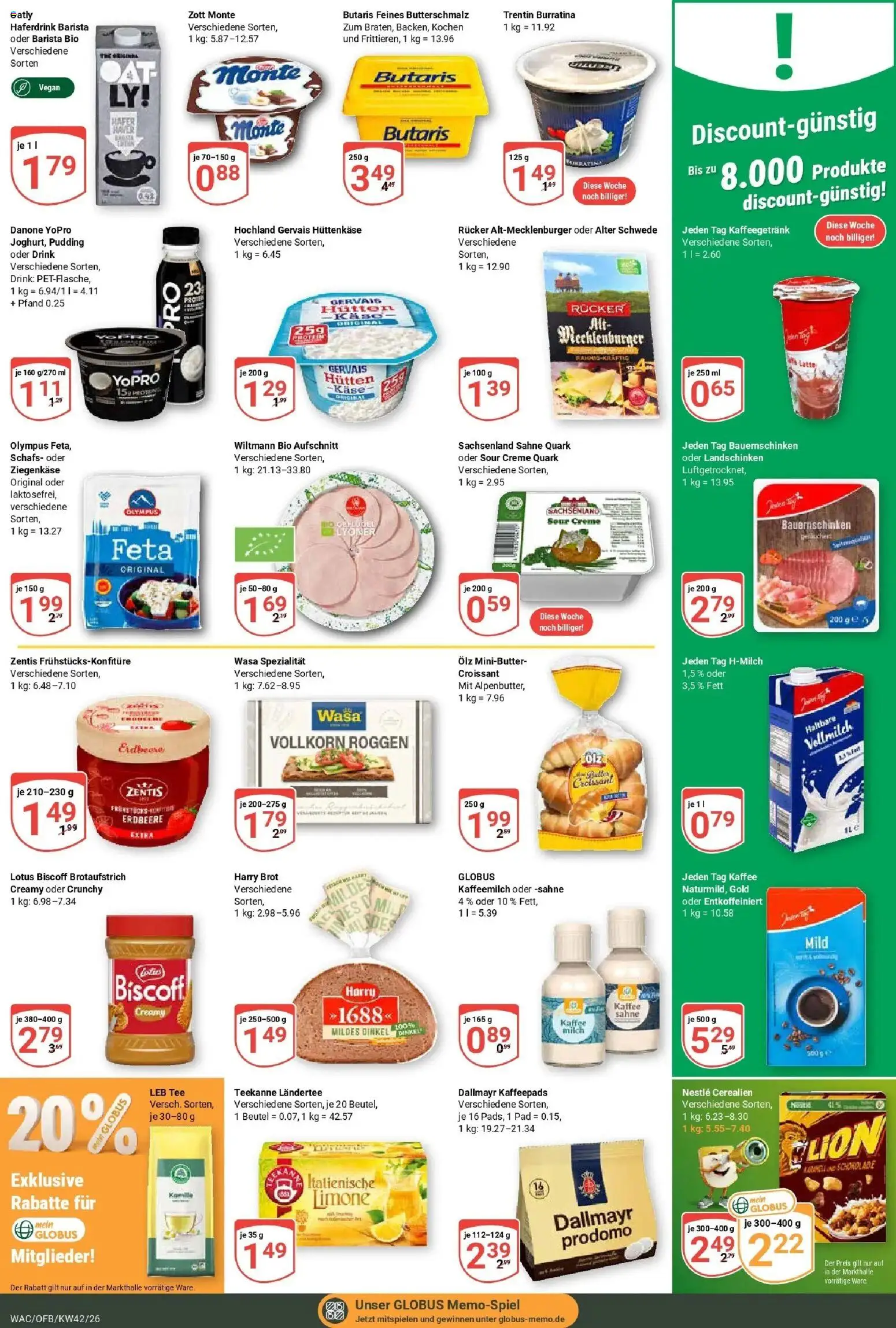 Globus Prospekt Markkleeberg (ab 12.10.2026) » Angebote online | Seite: 16 | Produkte: Kaffeepads, Feta, Haferdrink, Sahne