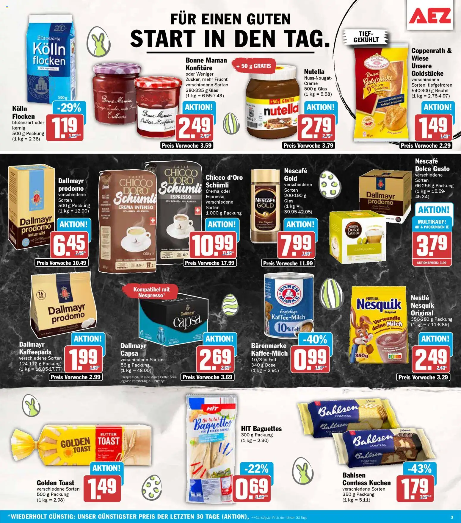 AEZ Prospekt 	 – gültig ab 30.03.2026 | Seite: 3 | Produkte: Nesquik, Toast, Bonne maman, Flocken