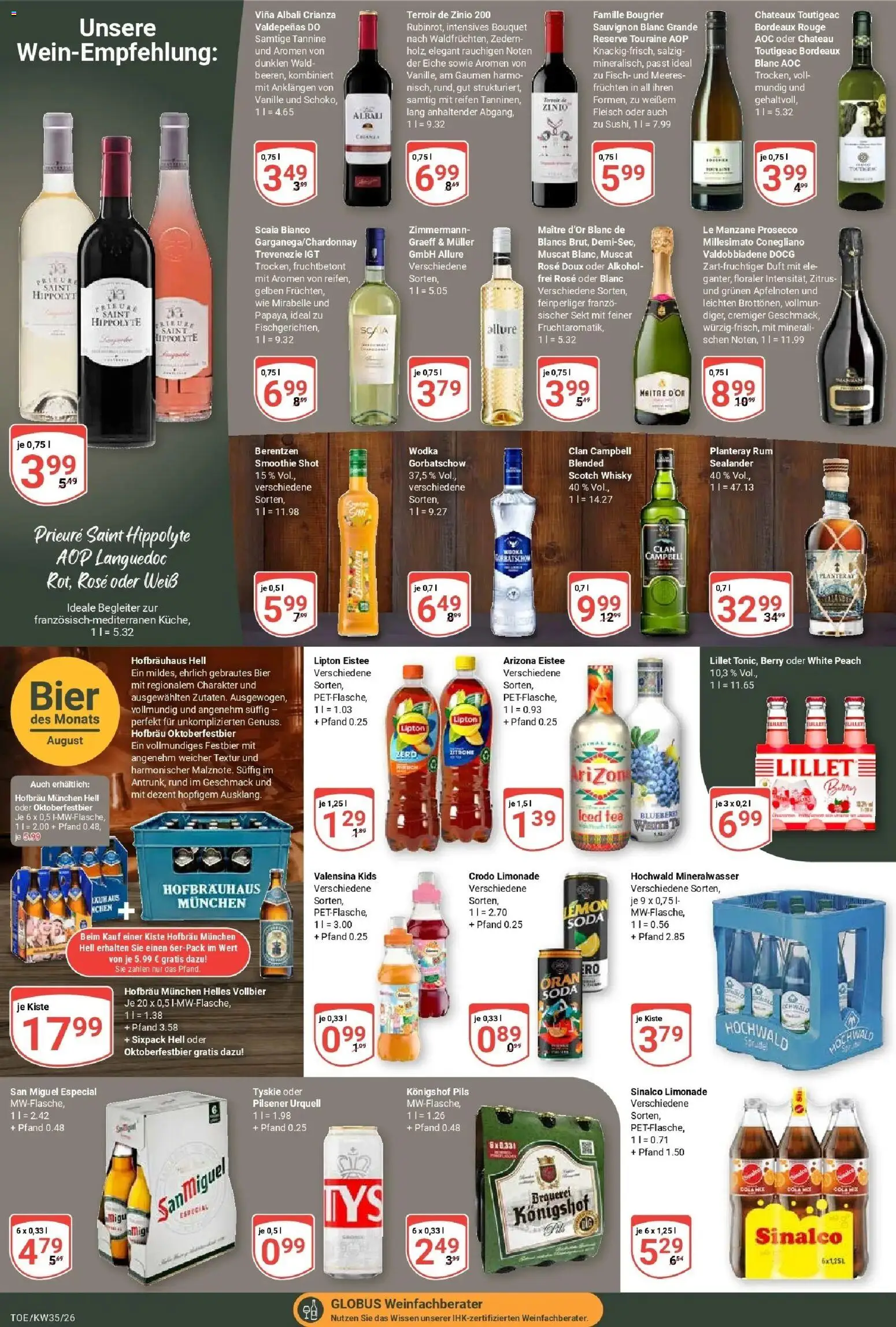 Globus Prospekt Tönisvorst – gültig ab 24.08.2026 | Seite: 21 | Produkte: Sinalco, Whisky, Duft, Alkohol