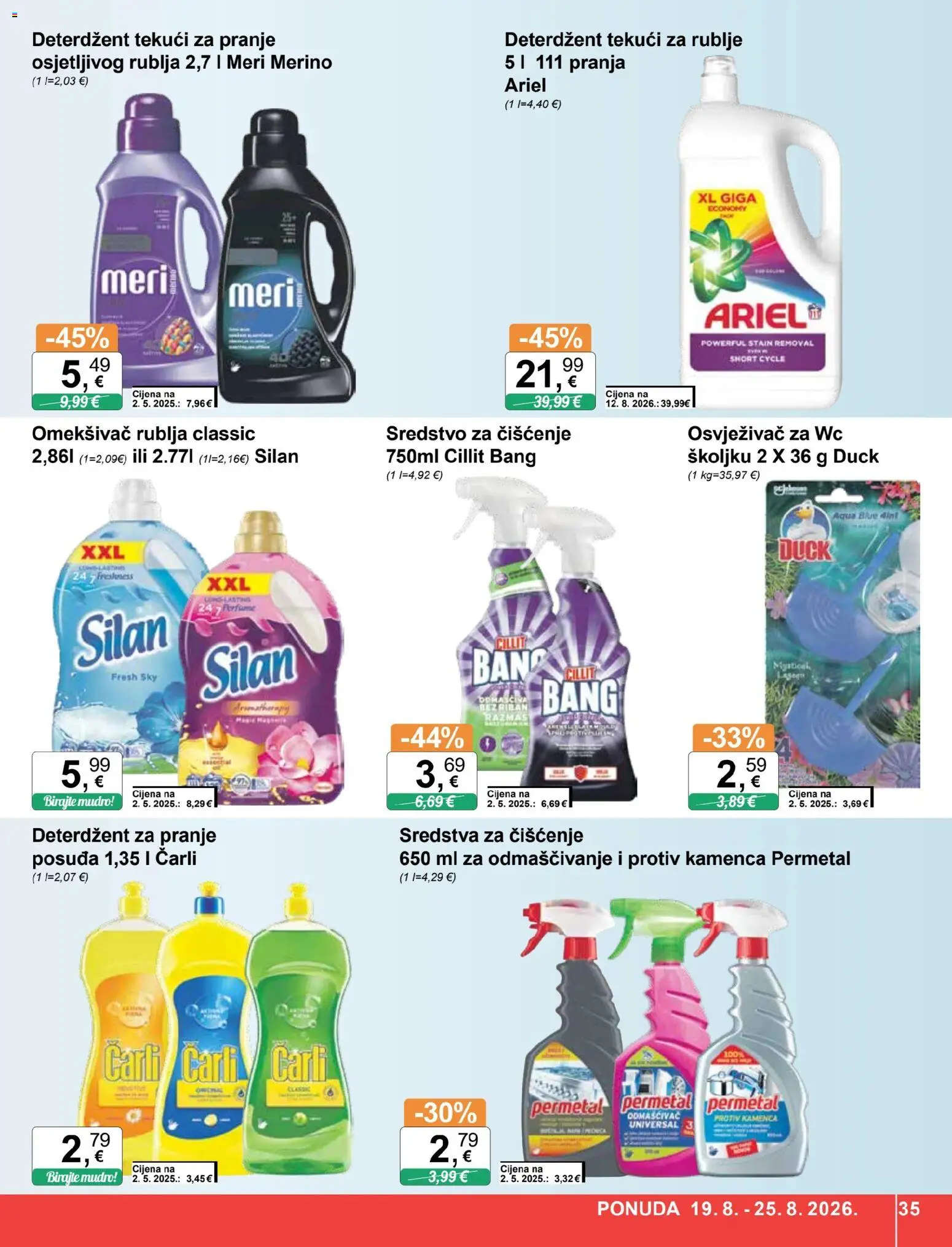 KTC katalog | vrijedi od 19.08.2026 | Stranica: 35 | Proizvodi: Sredstva za čiščenje, Deterdžent, Meri Merino, Carli