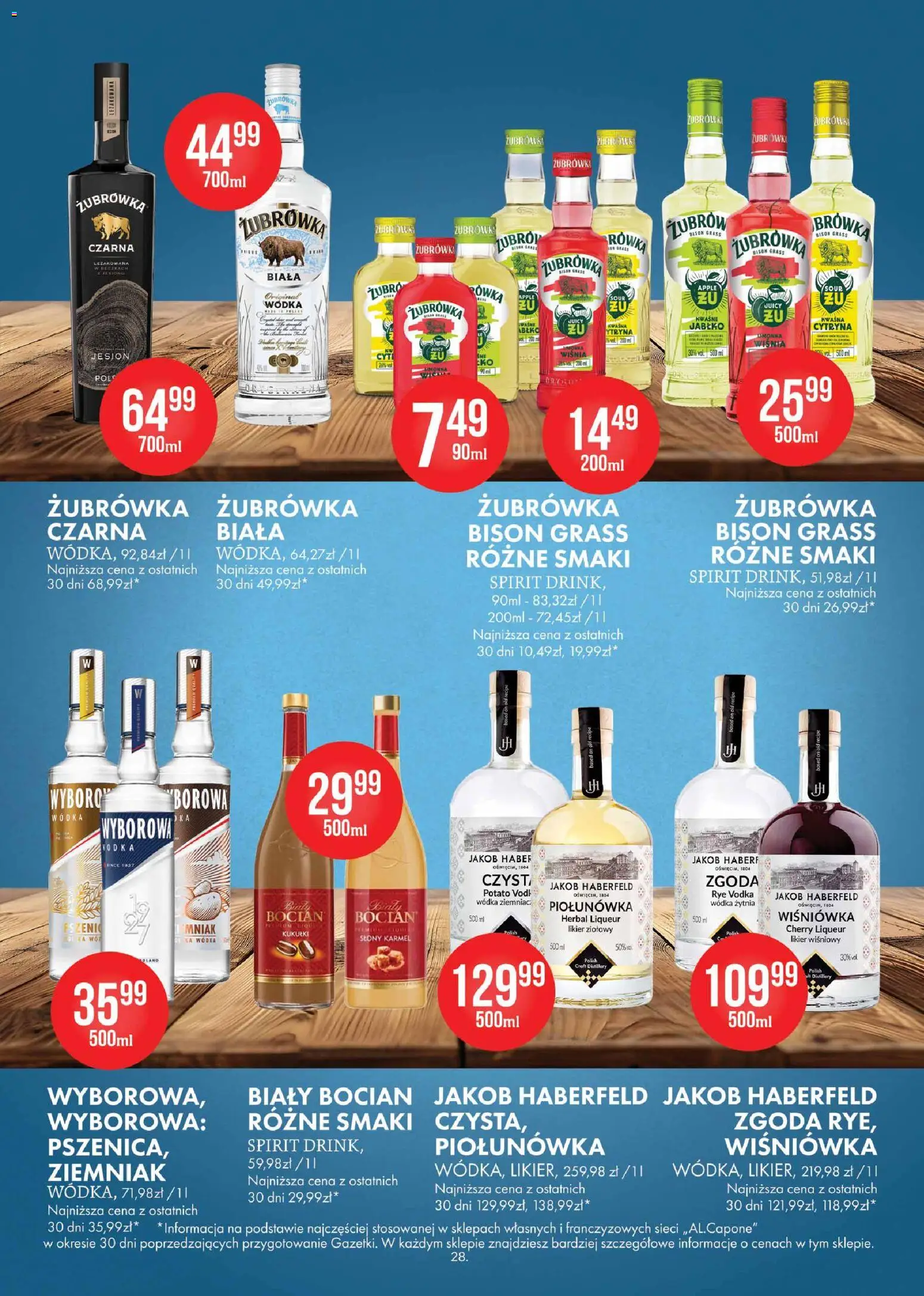 Al.Capone gazetka od 09.03.2026 | Strona: 28 | Produkty: Likier ziołowy, Żubrówka, Vodka, Wódka