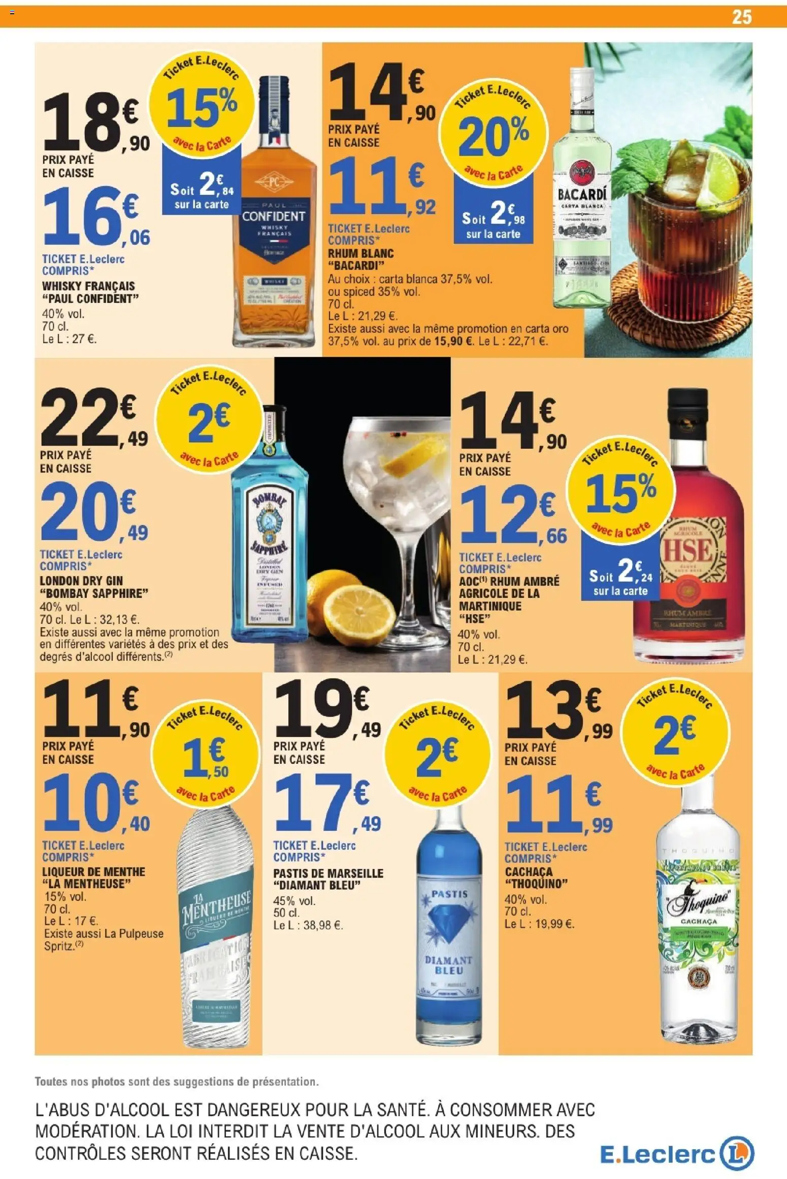 {H1} | Page: 25 | Produits: Pastis, Menthe, Liqueur de Menthe, Gin