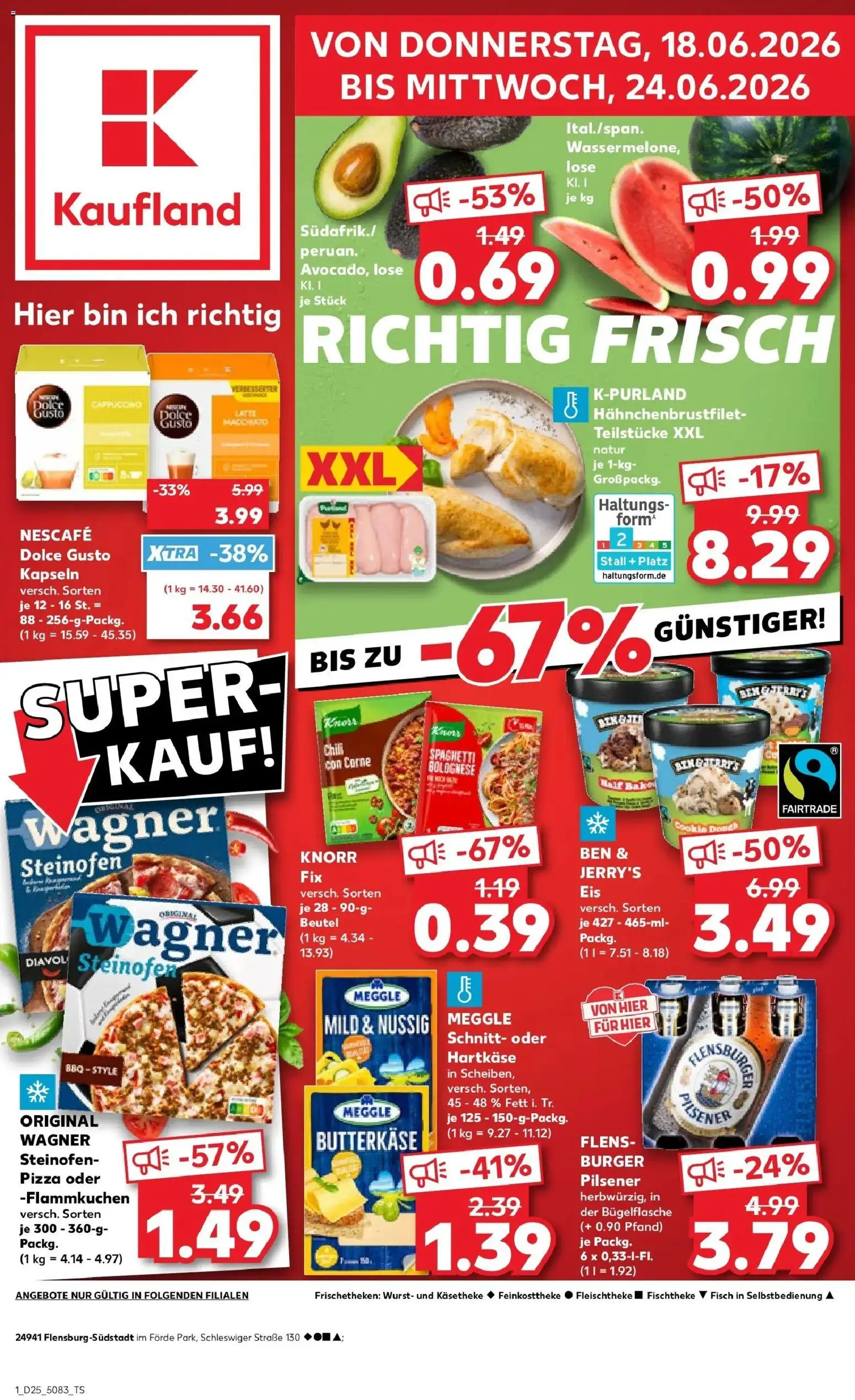 Kaufland Prospekt Flensburg – gültig ab 14.06.2026 | Seite: 10 | Produkte: Ben & Jerry's, Wurst, Chili, Dolce gusto