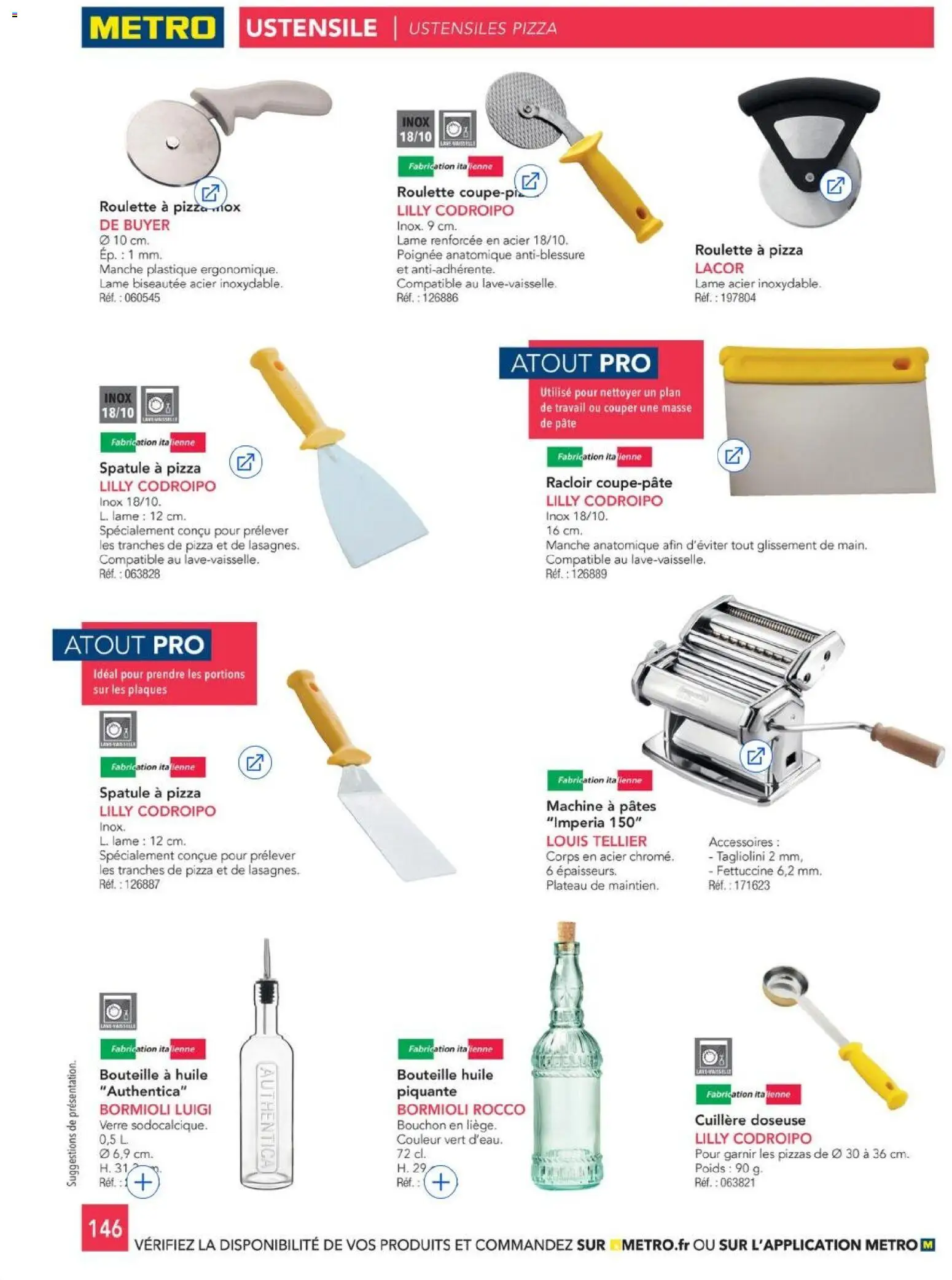 {H1} | Page: 146 | Produits: Machine à pâtes, Plateau, Bouteille, Pâtes