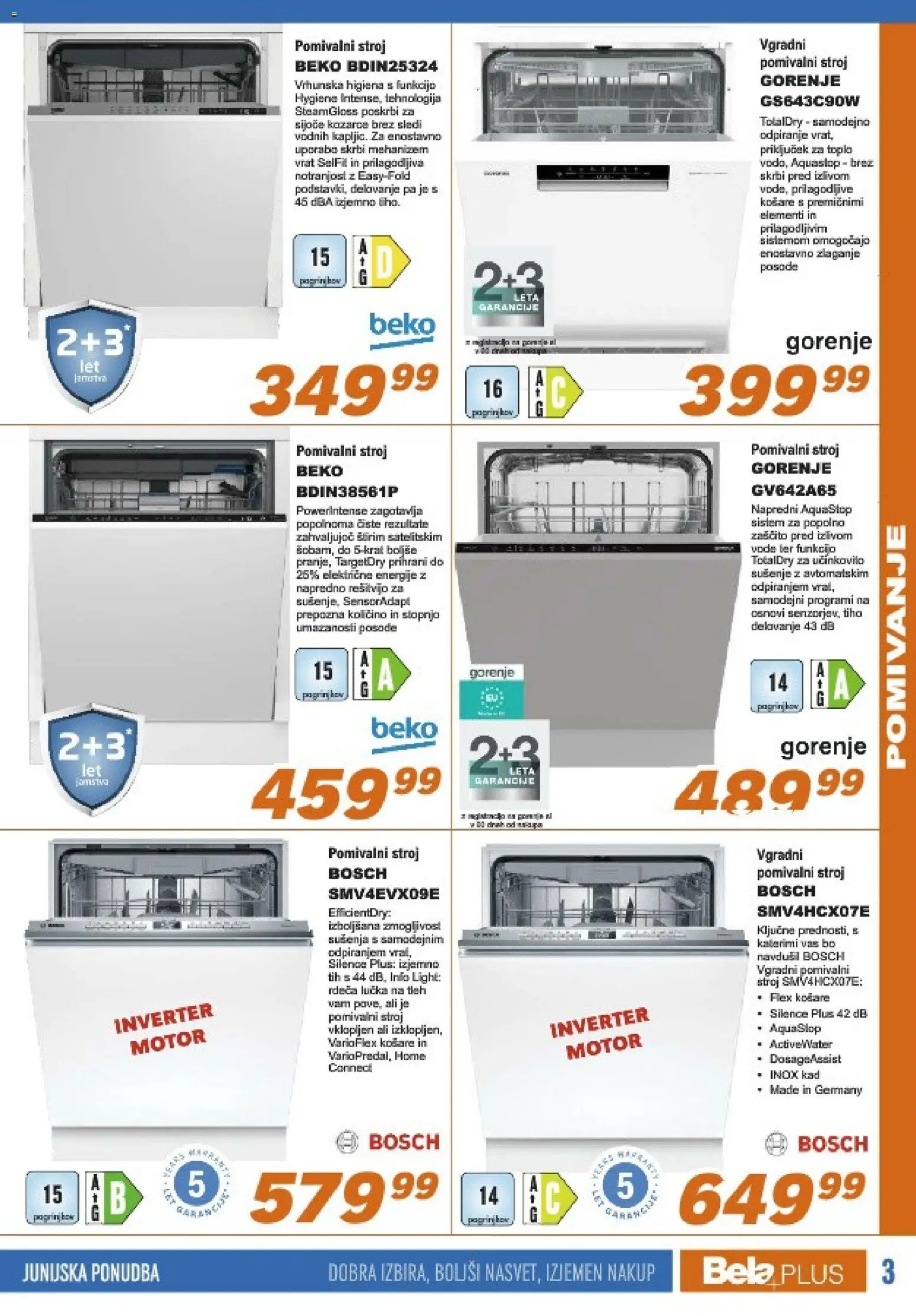Novi Bela plus katalog ponudbe – veljaven od 15.06.2026 | Stran: 3 | Izdelki: Pomivalni stroj
