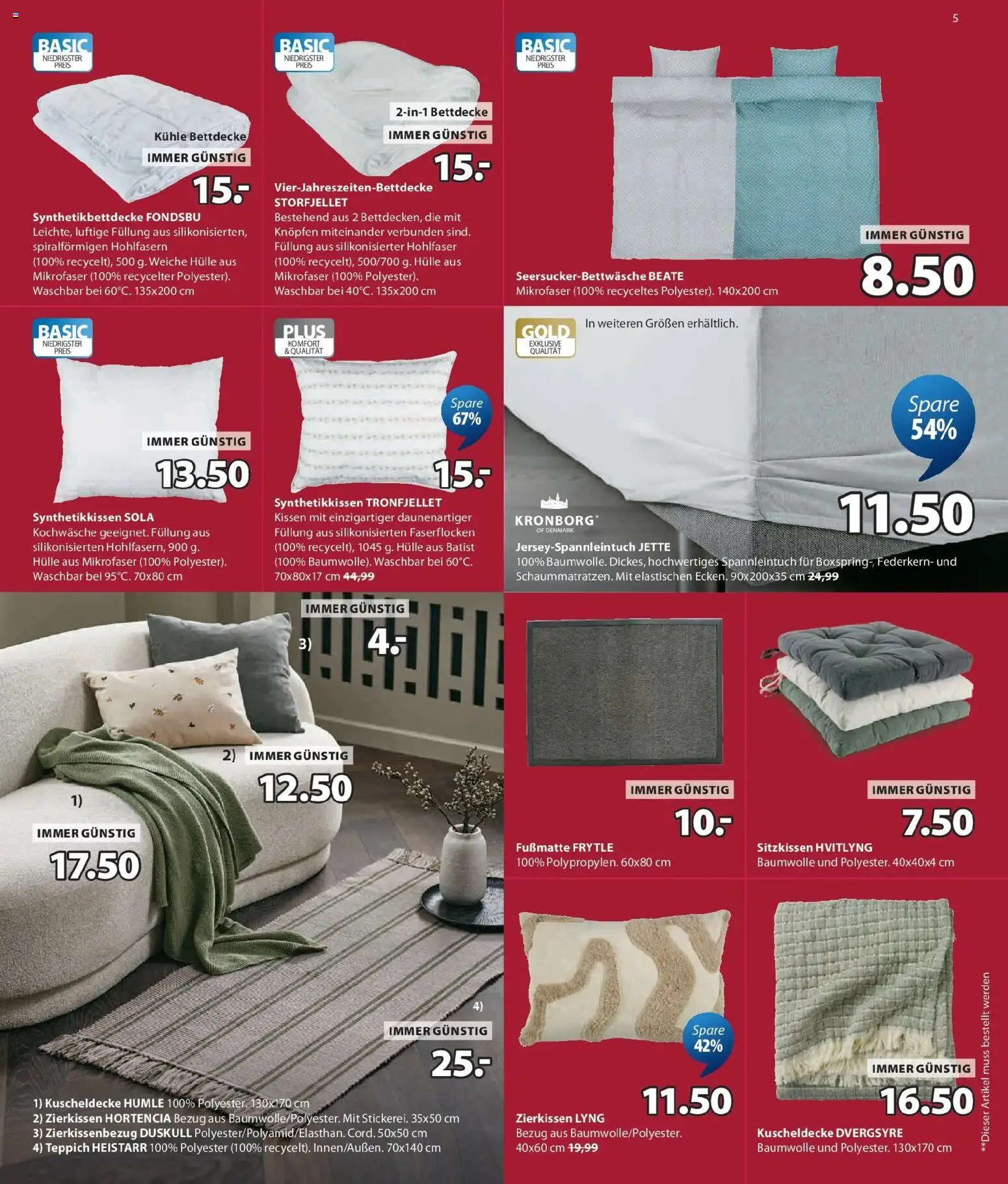 JYSK Sale Spare Bis Zu 70% gültig ab 29.07.2026 | Seite: 5 | Produkte: Hülle, Kissen, Teppich
