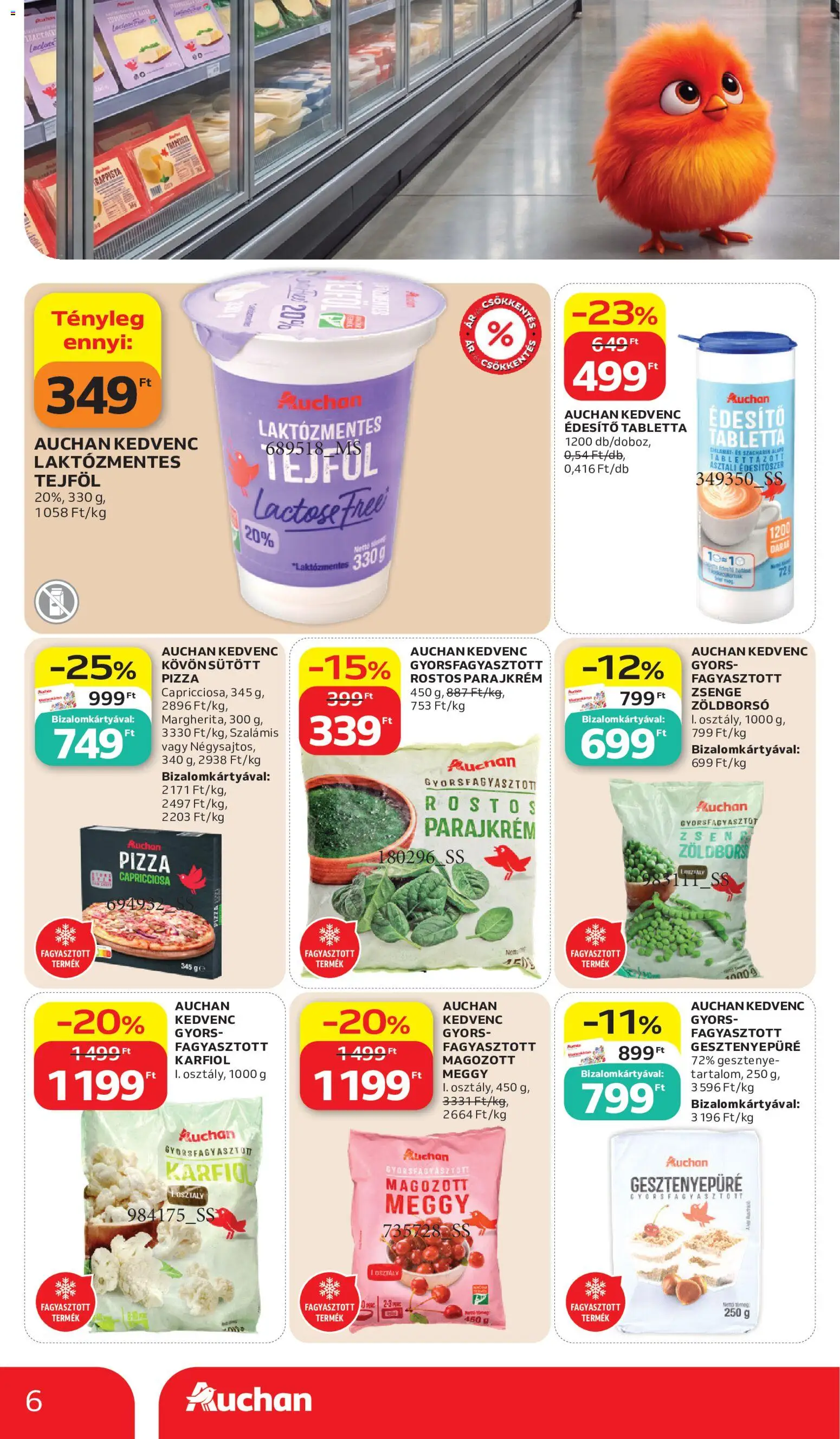 Auchan akciós ujság - amely érvényes a következő dátumtól: 2026.10.15. | Oldal: 6 | Termékek: Gesztenyepüré, Tabletta, Édesítőszer, Szalámi
