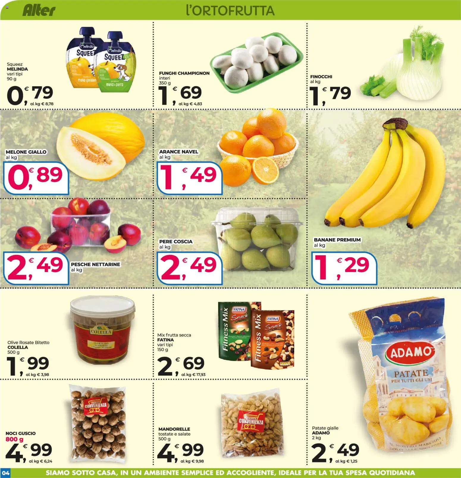 Volantino Alter Discount del 04/09/2026 | Pagina: 4 | Prodotti: Banane, Pere, Olive, Finocchi