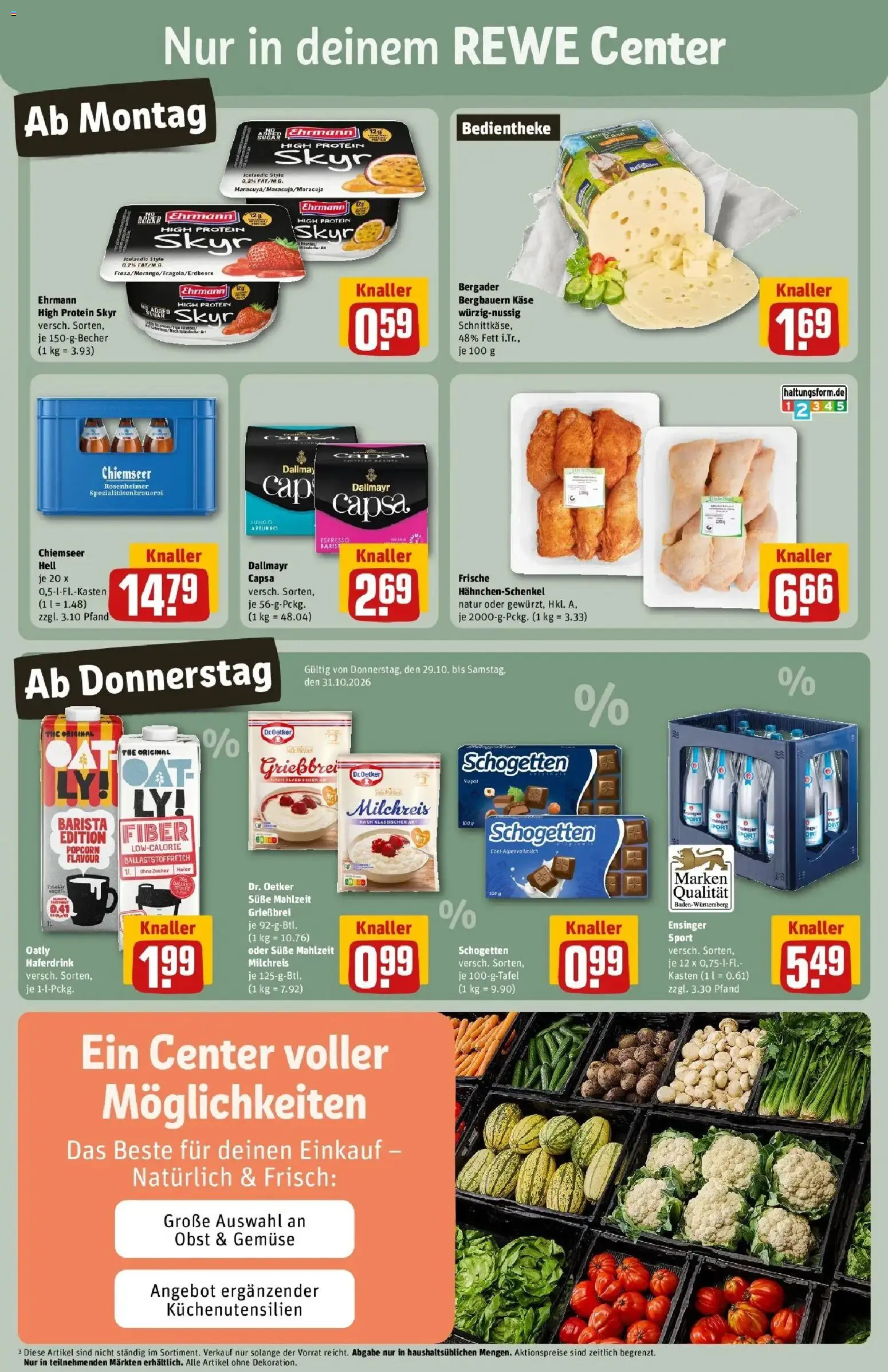 REWE Prospekt ab 26.10.2026 zum Blättern » Angebote | Seite: 3 | Produkte: Käse, Haferdrink, Obst, Zucker