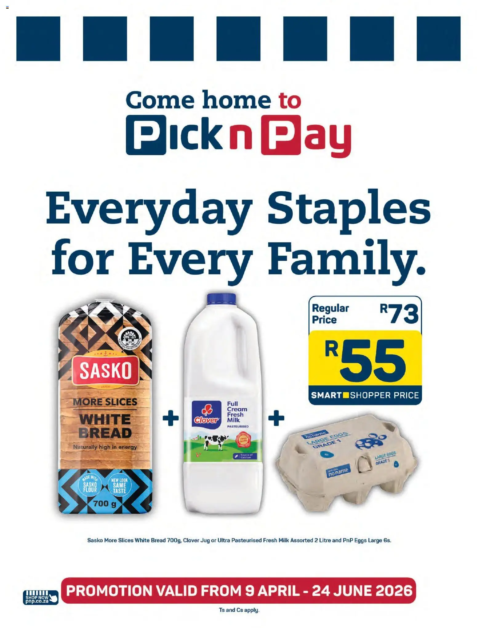 New Pick n Pay catalogue – valid from 01.06.2026 | Page: 5 | Products: Milk, Eggs, Bread, Cream