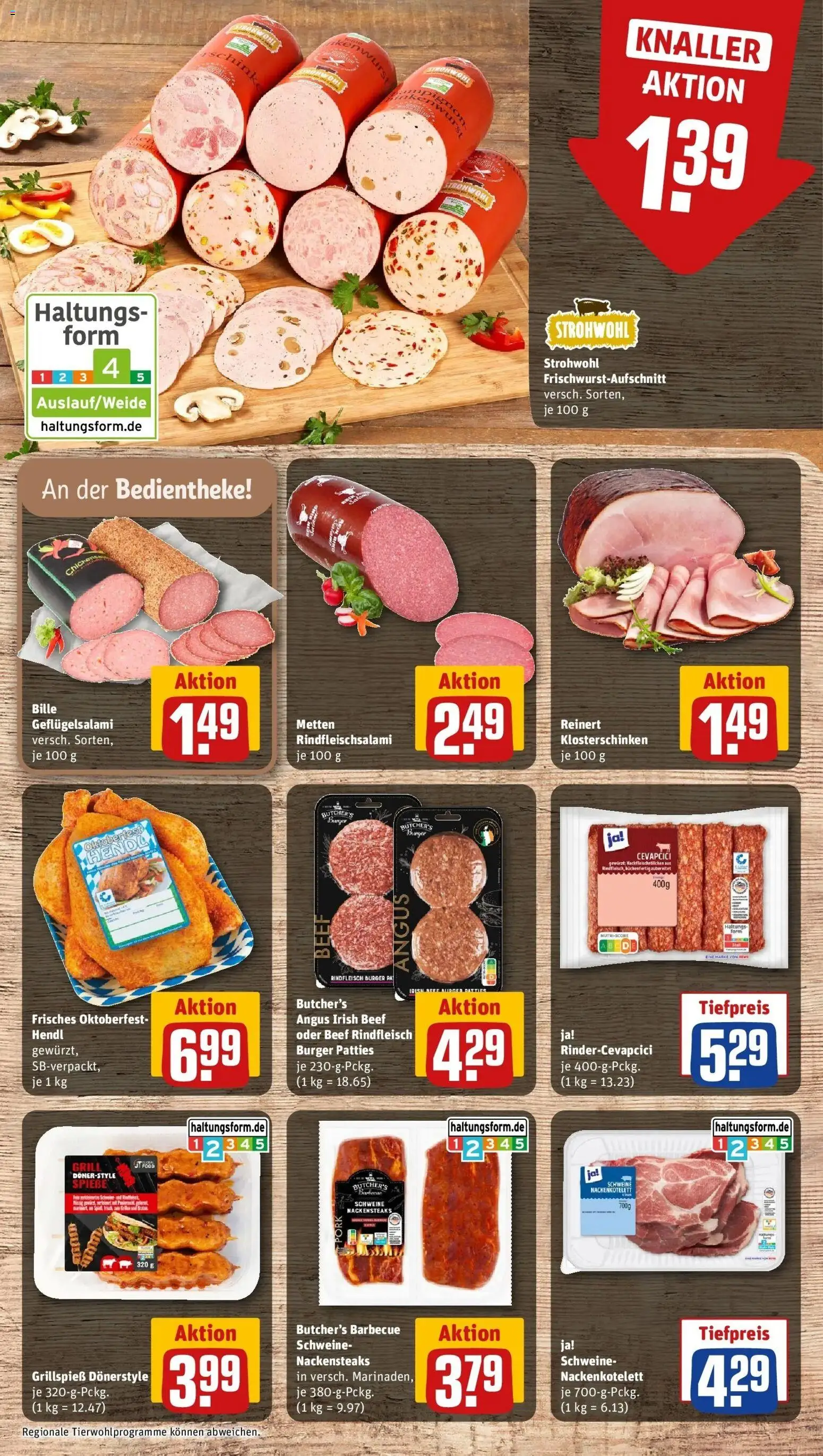 REWE Prospekt ab 21.09.2026 zum Blättern » Angebote | Seite: 14 | Produkte: Nackensteaks, Grill, Cevapcici, Burger