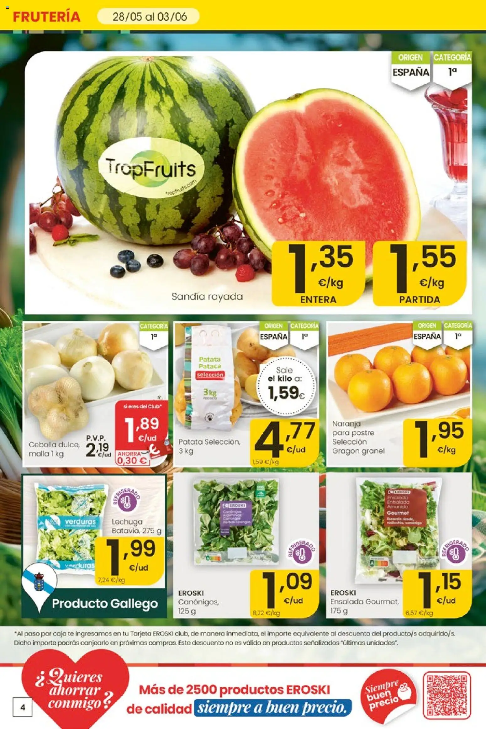 Eroski Ofertones de verano │ válido desde el 28.05.2026 | Página: 4 | Productos: Té, Ensalada, Παγωμένο τσάι, Caja