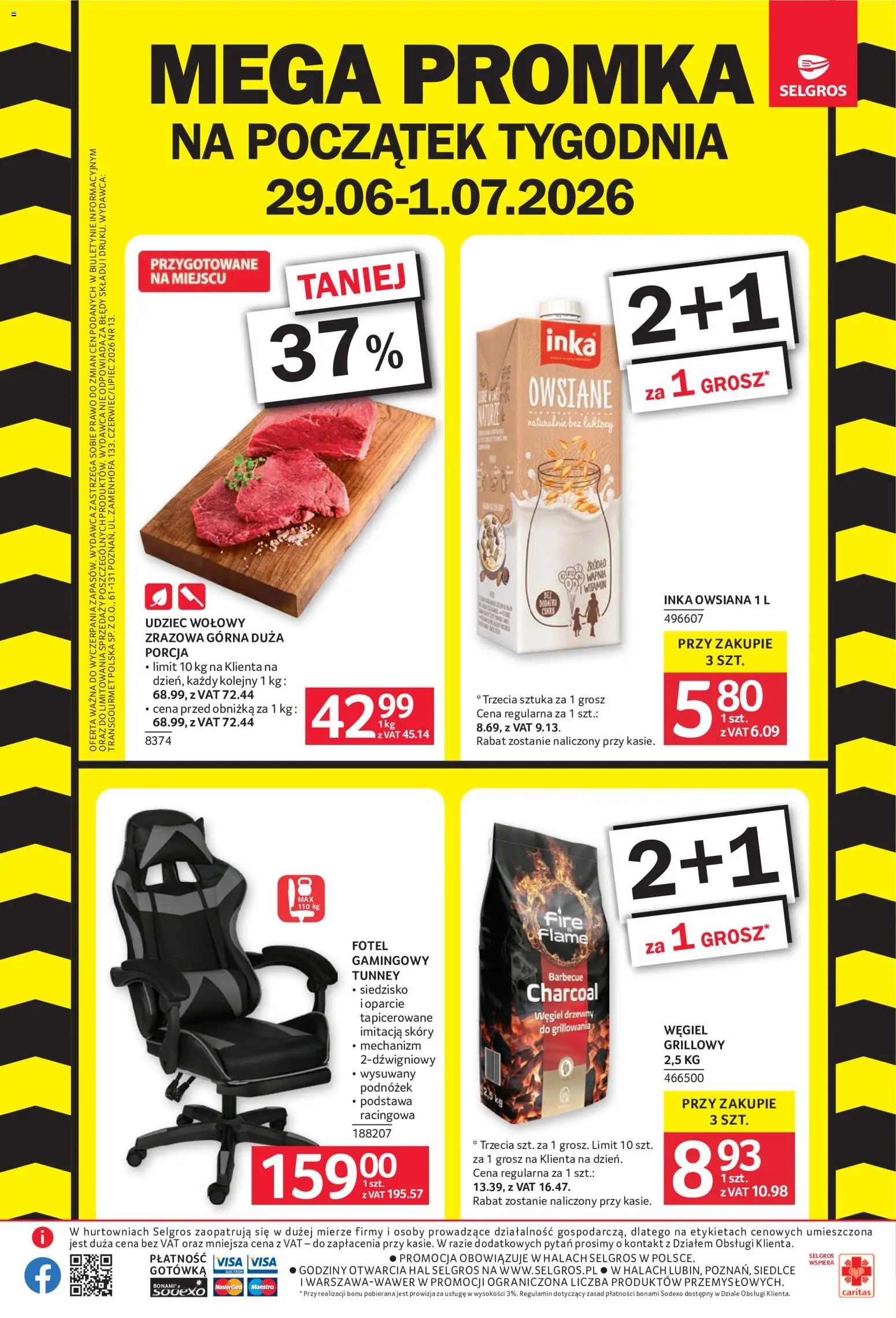 Selgros cash&carry gazetka - Mega Promka od 29.06.2026 | Strona: 1 | Produkty: Fotel, Owsiana