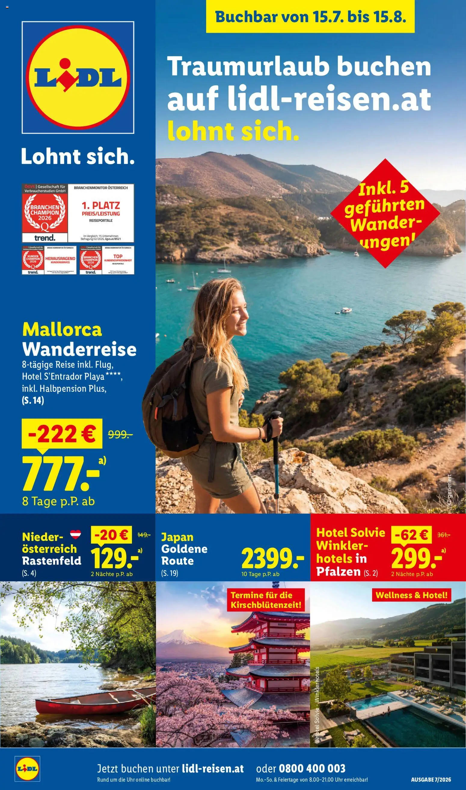 Lidl Juli/August Reise - Highlights gültig ab 15.07.2026 | Seite: 1 | Produkte: Uhr