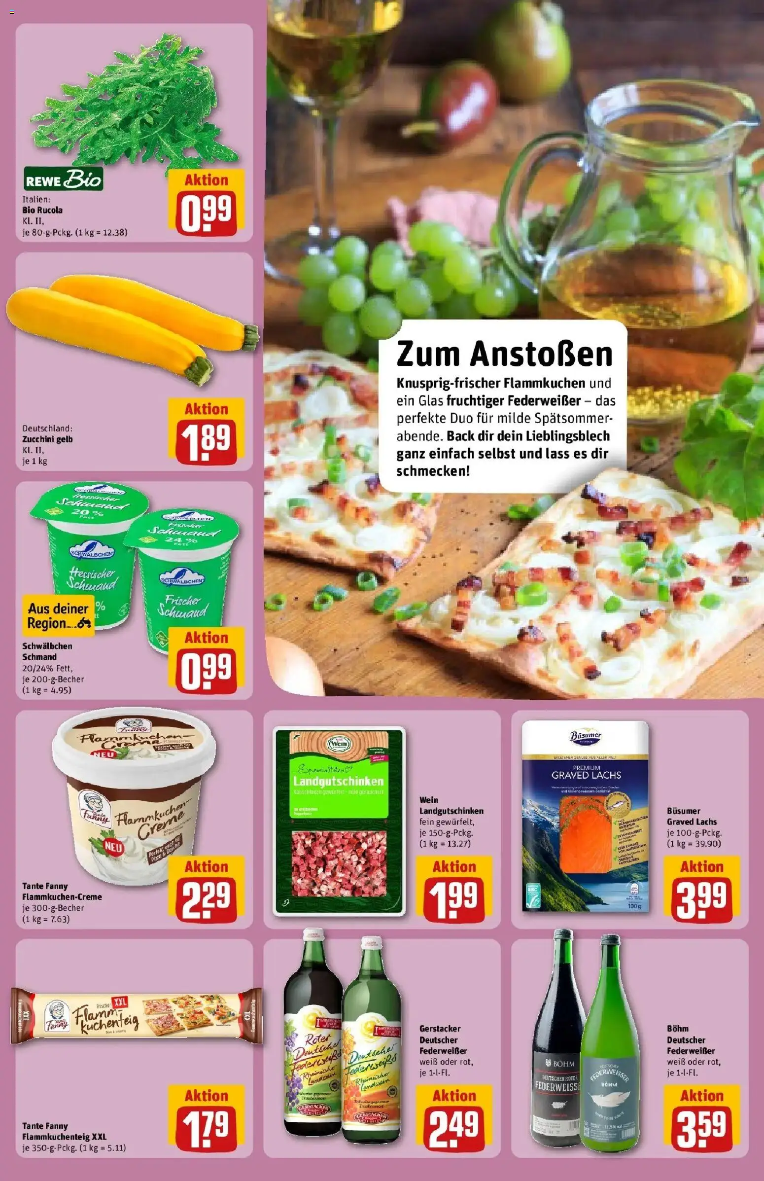 REWE Prospekt ab 07.09.2026 zum Blättern » Angebote | Seite: 14 | Produkte: Creme, Lachs, Wein, Zucchini