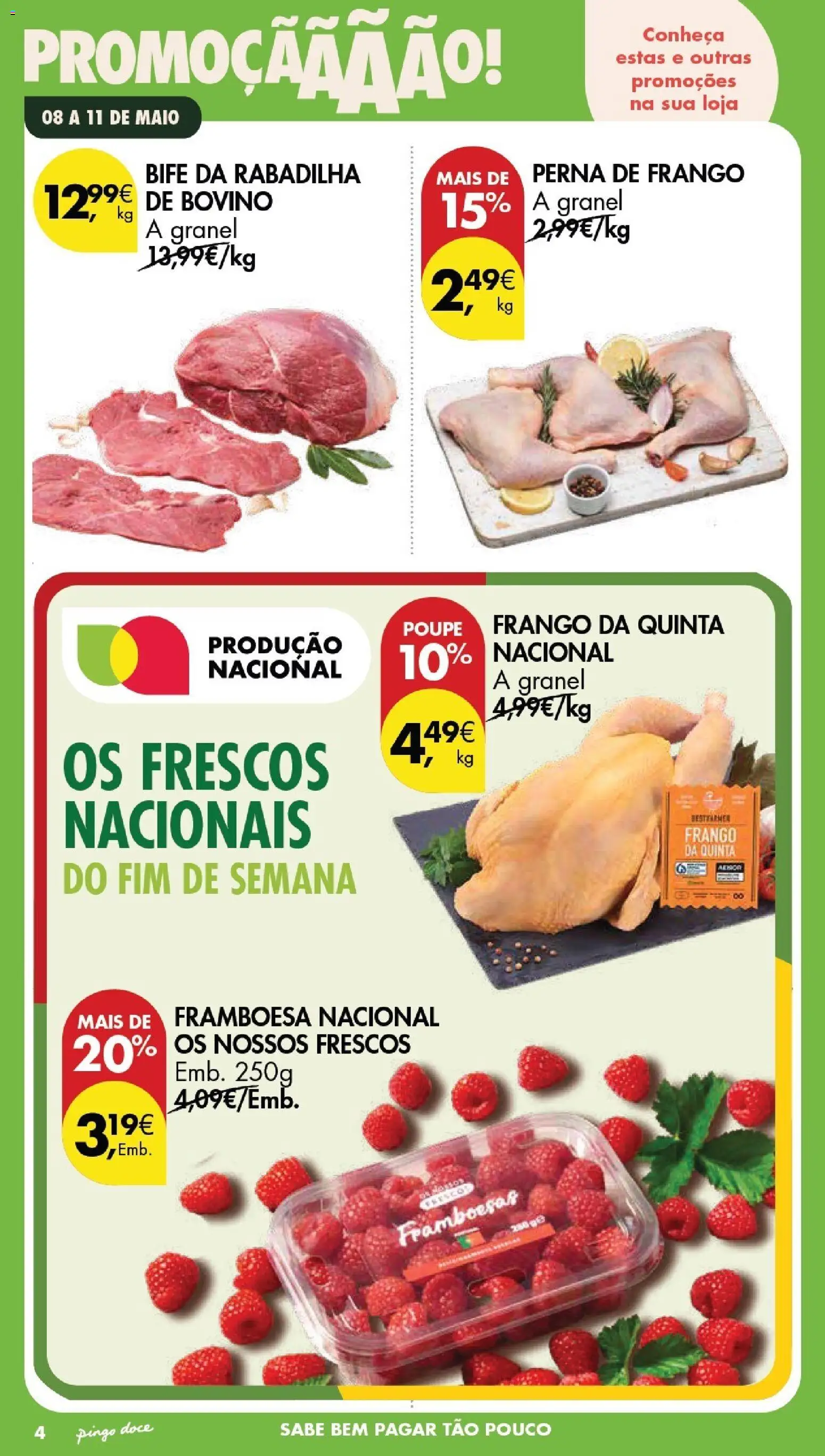 Pingo Doce Poupe este Fim de Semana │ válido de 08.05.2026 | Página: 4 | Produtos: Frango, Framboesas