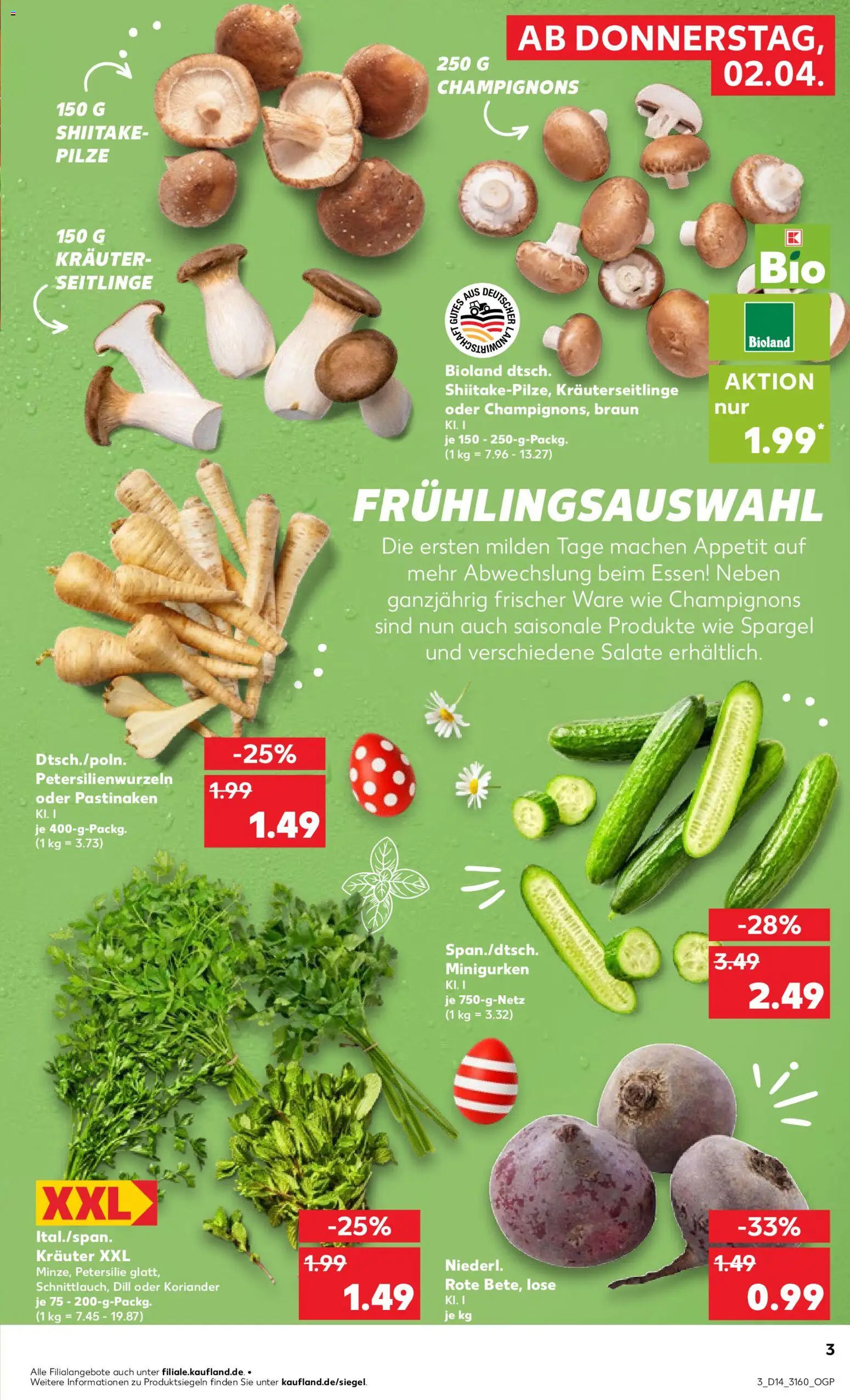 Kaufland Prospekt Rostock	 – gültig ab 02.04.2026 | Seite: 3 | Produkte: Spargel, Champignons, Petersilie, Dill