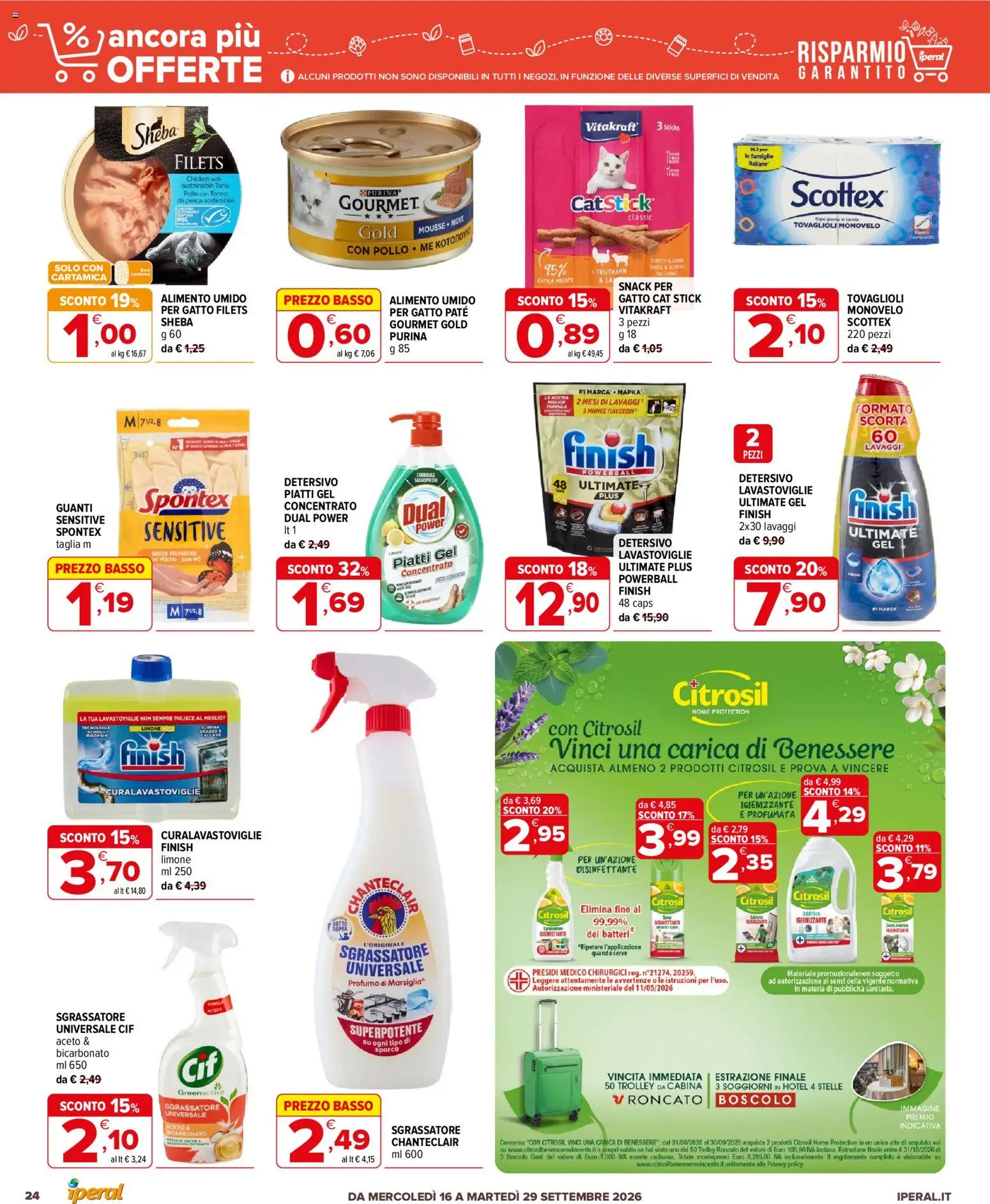 Volantino Iperal del 16/09/2026 | Pagina: 24 | Prodotti: Bicarbonato, Tonno, Aceto, Trolley