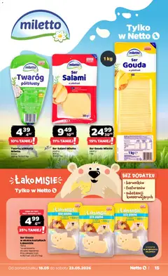 Pogląd oferty "Netto gazetka od poniedziałku spożywcza" - ważna od 18.05.2026 | Strona: 15 | Produkty: Twaróg półtłusty, Ser, Twaróg, Ser gouda