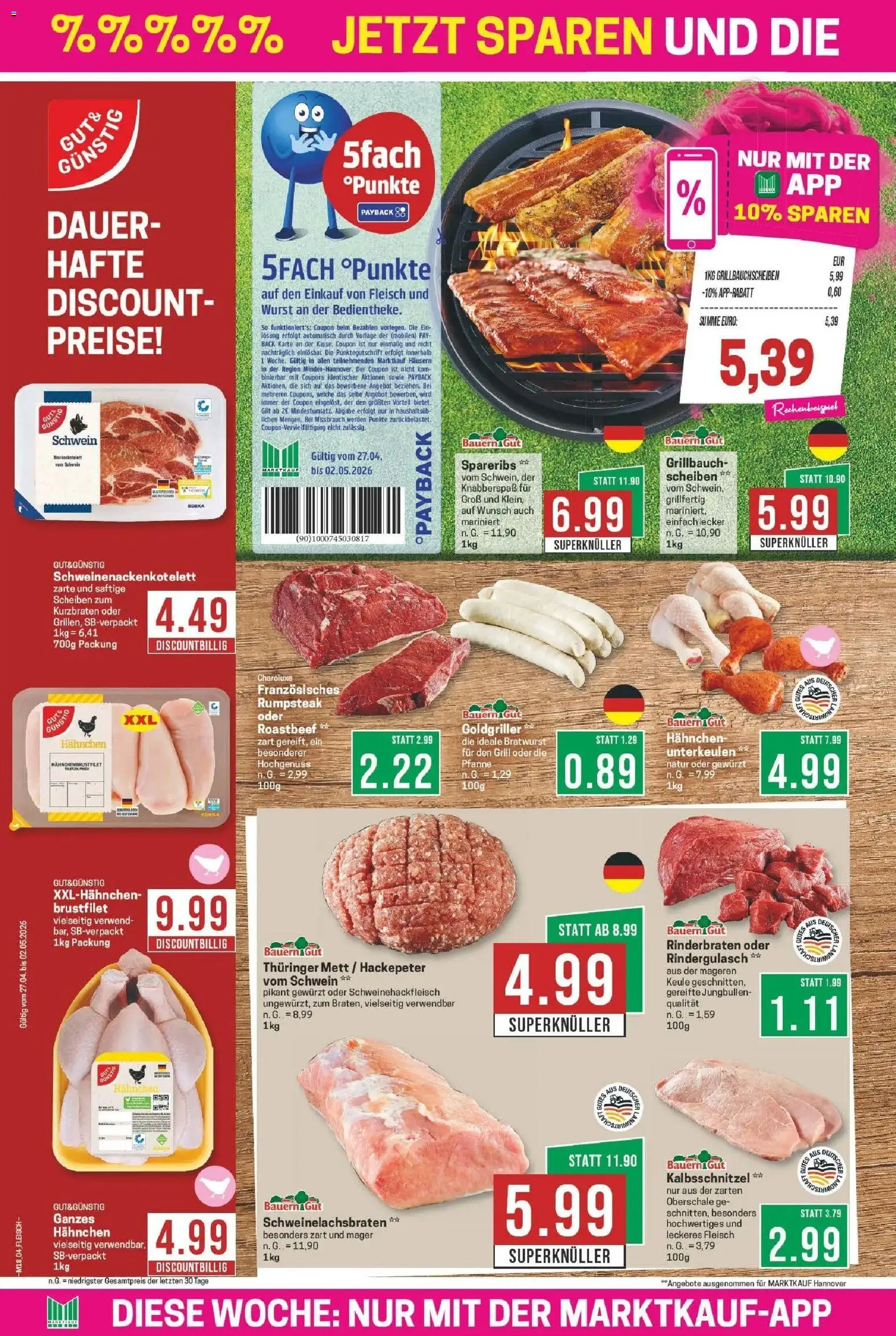 Marktkauf Prospekt Bad Salzuflen	 – gültig ab 27.04.2026 | Seite: 4 | Produkte: Rinderbraten, Grill, Rindergulasch, Fleisch