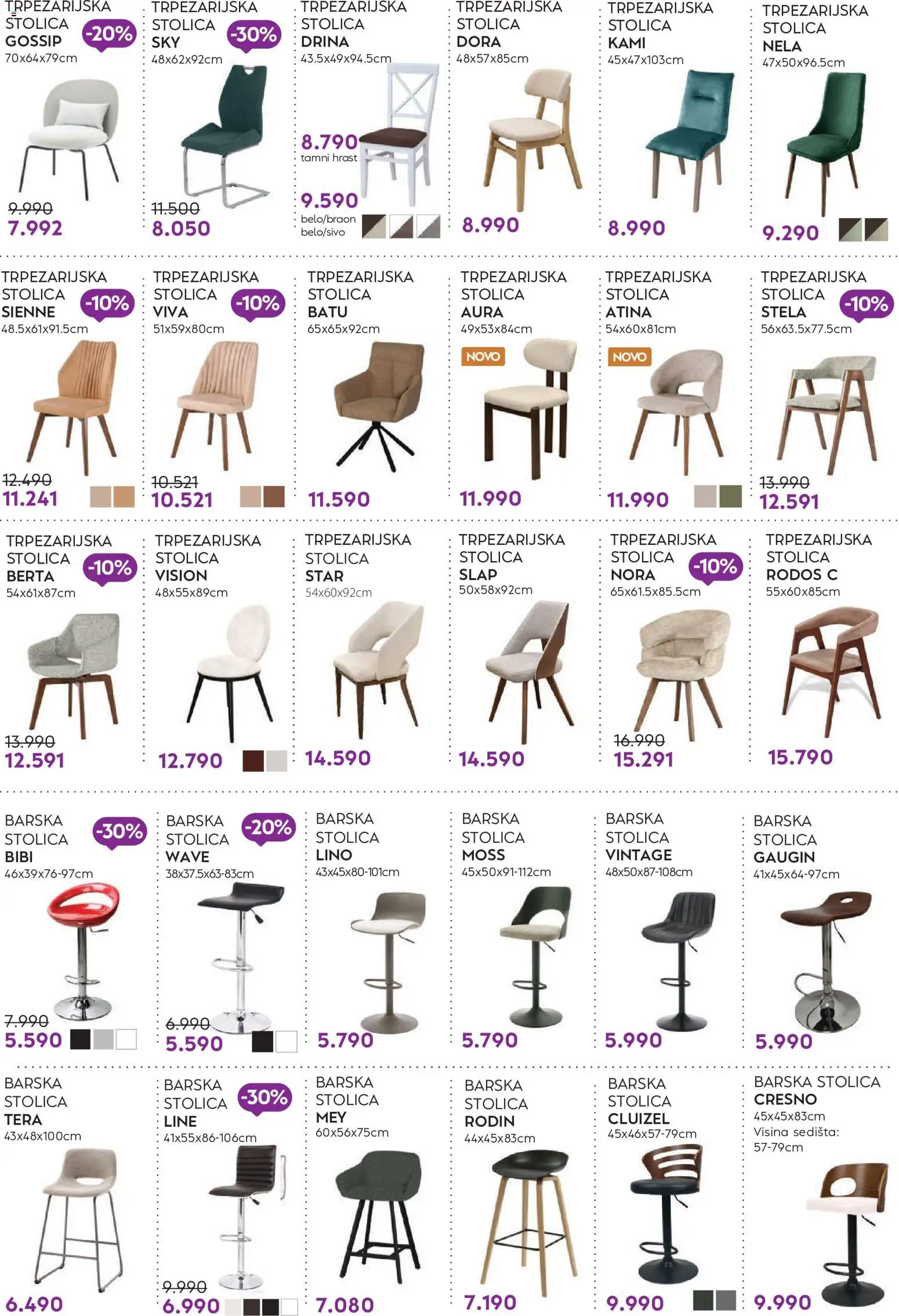Matis katalog - važi od 01.01.2026 | Strana: 21 | Proizvode: Stolica, Sedišta, Barska stolica