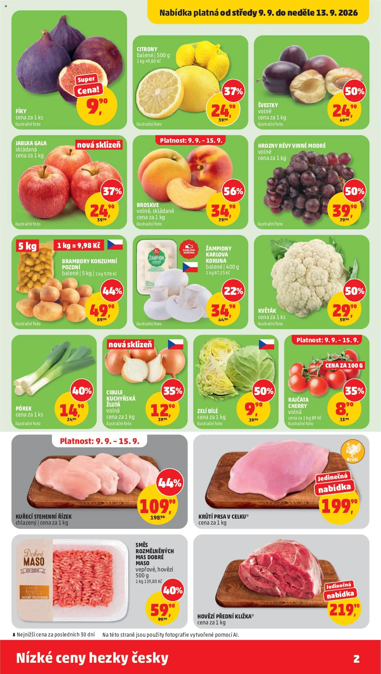 Penny Market leták od 09.09.2026 | Strana: 2 | Produkty: Žampiony, Jablka, Brambory, Pórek