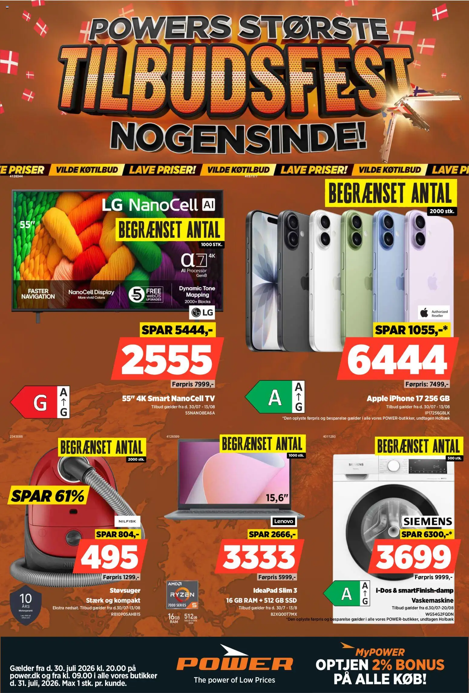 Power tilbudsavis – gyldig fra 30/07/2026 | Side: 1 | Produkter: Processor, TV, Vaskemaskine, Navigation