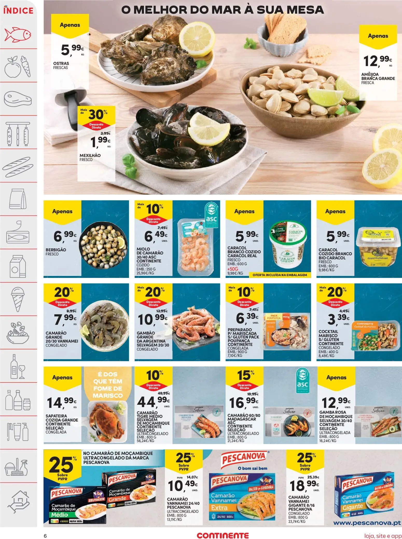 Continente folheto │ válido de 07/07/2026 | Página: 8 | Produtos: Ostras, Camarão, Mesa, Sapateira