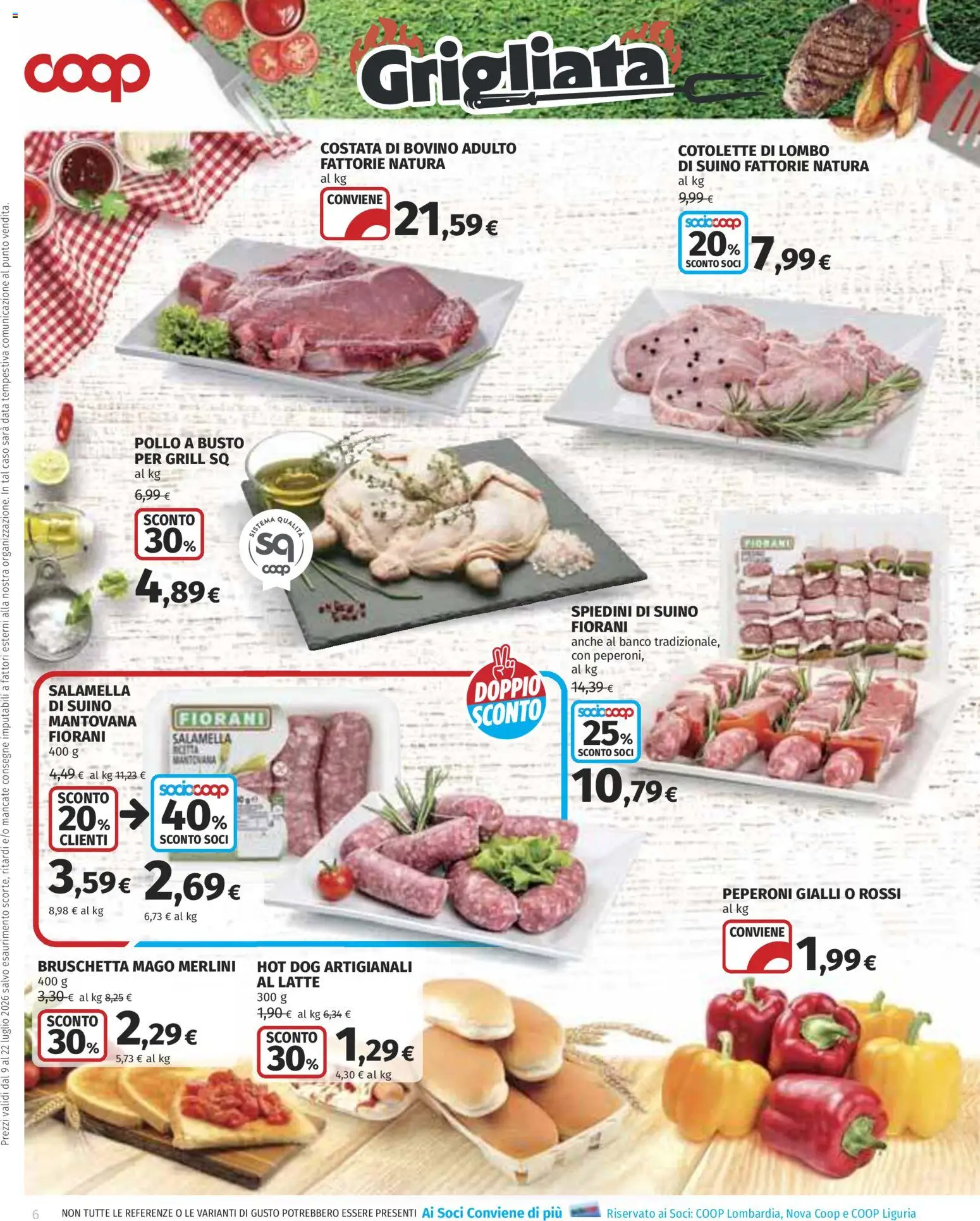 Volantino COOP del 09/07/2026 | Pagina: 6 | Prodotti: Salamella, Pollo, Peperoni, Suino