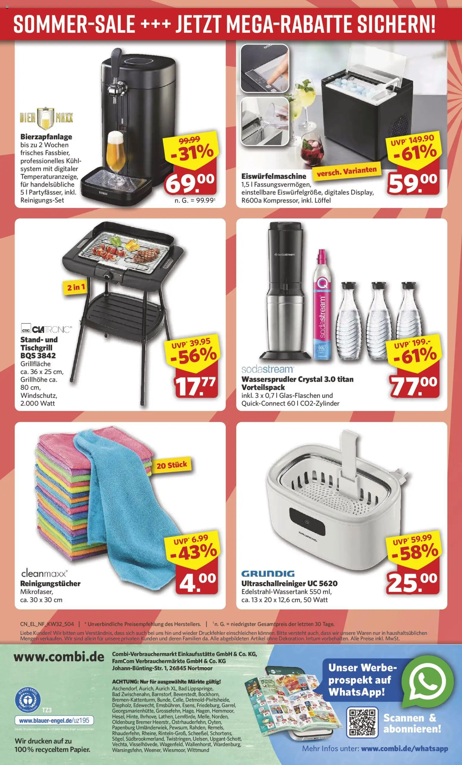 Combi Sonderangebote – gültig ab 03.08.2026 | Seite: 4 | Produkte: Bier, Bad, Reinigungstücher, Sodastream