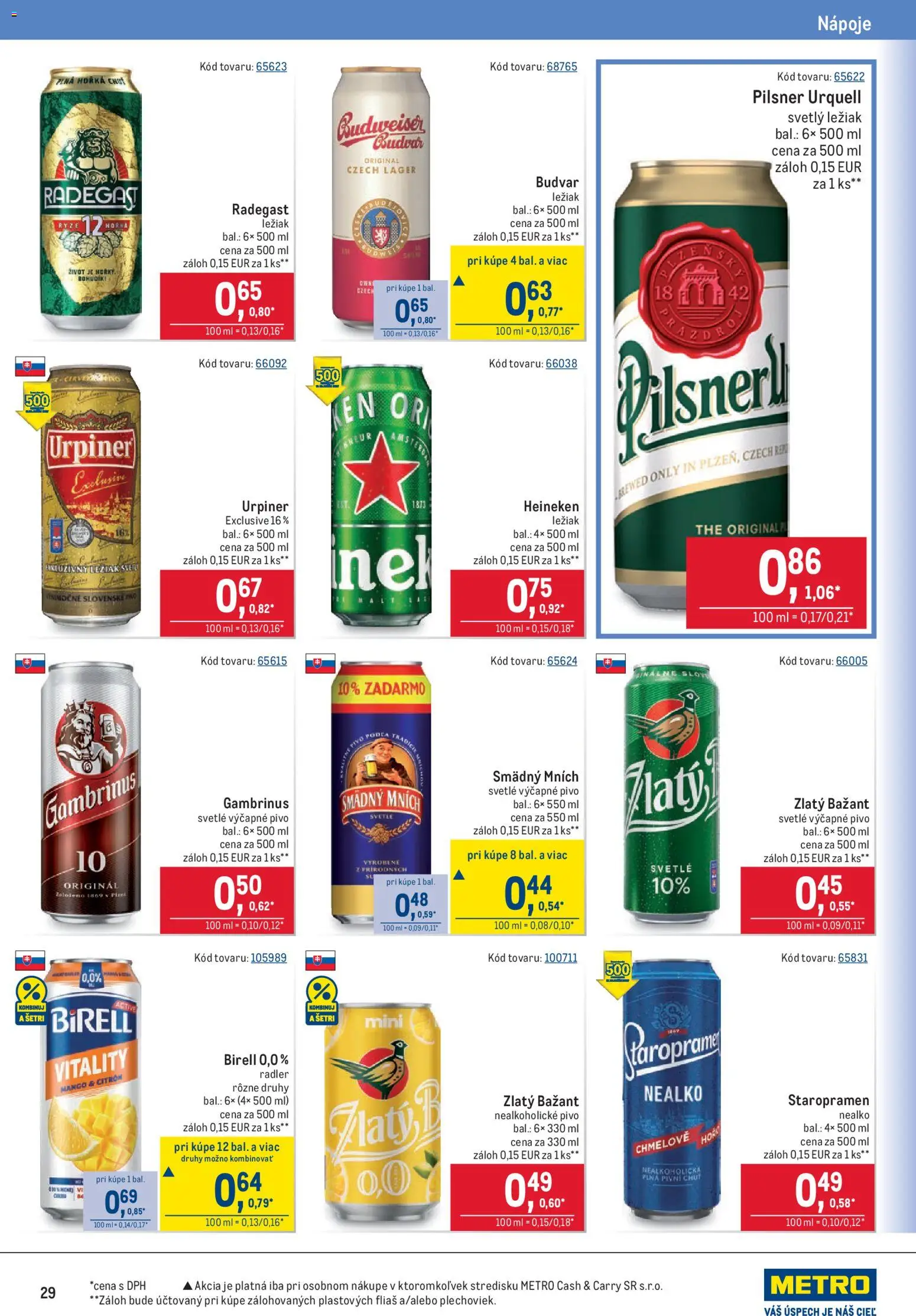 Nové Metro akcie – leták je platný od 21.10.2026 | Strana: 29 | Produkty: Nápoje, Staropramen, Mango, Gambrinus