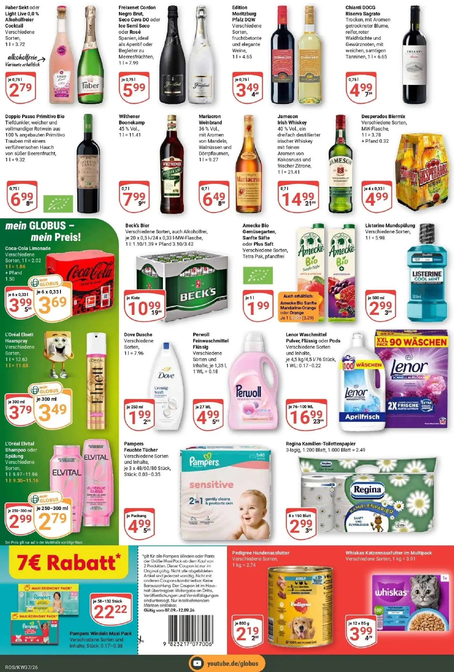 Globus Prospekt Lambrechtshagen (ab 07.09.2026) » Angebote online | Seite: 7 | Produkte: Haarspray, Mariacron, Saft, Listerine