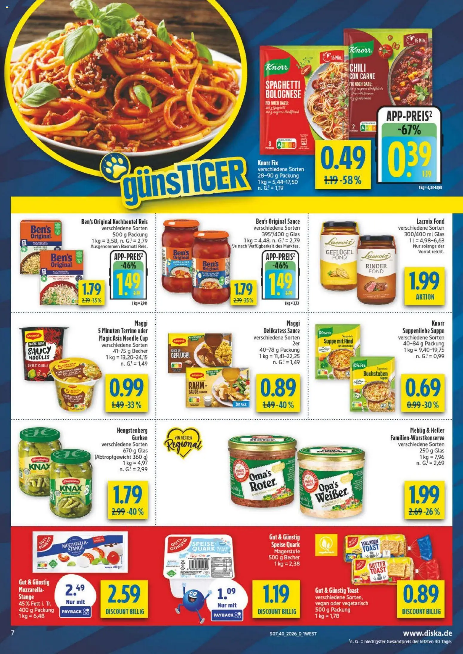 Diska Bayern – gültig ab 28.09.2026 | Seite: 7 | Produkte: Maggi, Toast, Chili, Gurken
