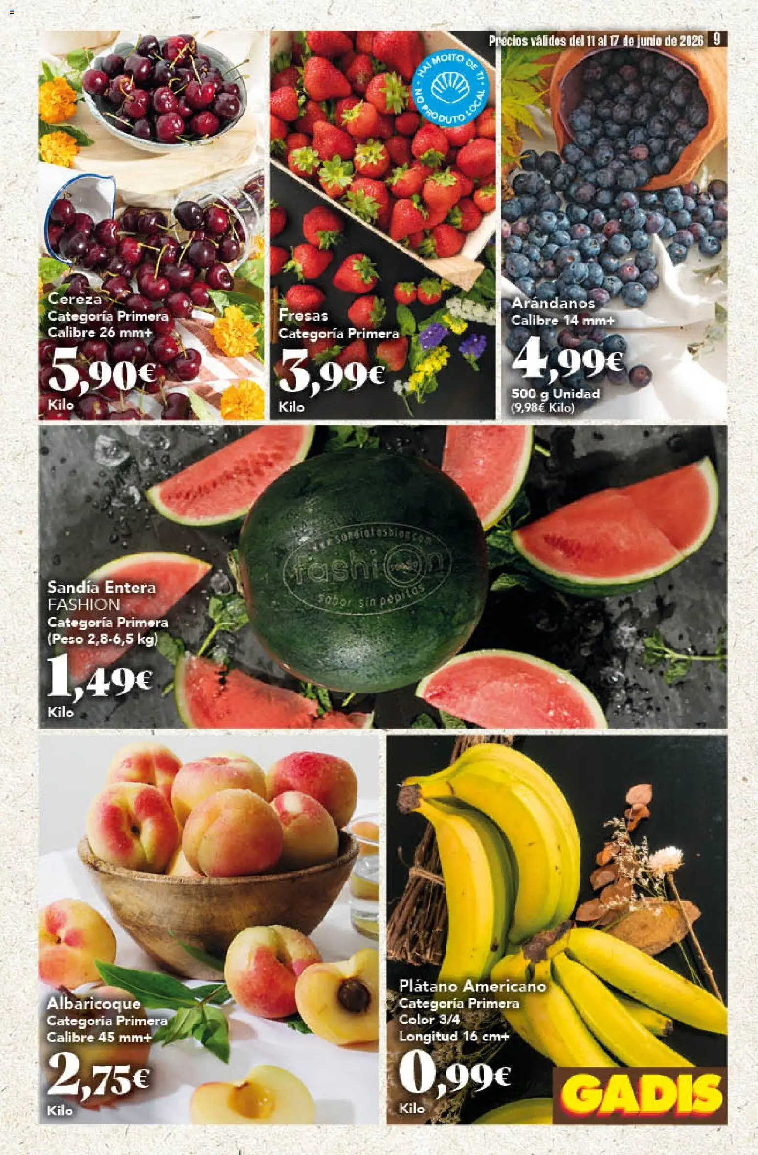 Gadis folleto │ válido desde el 11.06.2026 | Página: 9 | Productos: Fresas, Αποφλοιωτής σκόρδου, Peso, Sandía