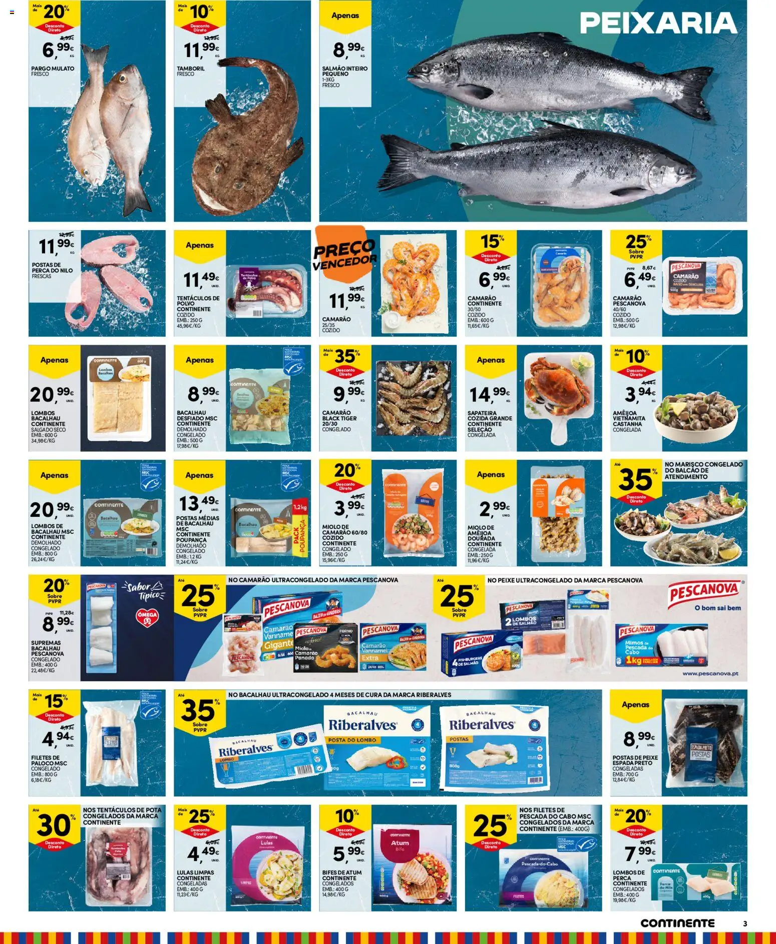 Continente folheto Açores │ válido de 06/10/2026 | Página: 3 | Produtos: Lulas, Perca, Pescada do cabo, Tamboril